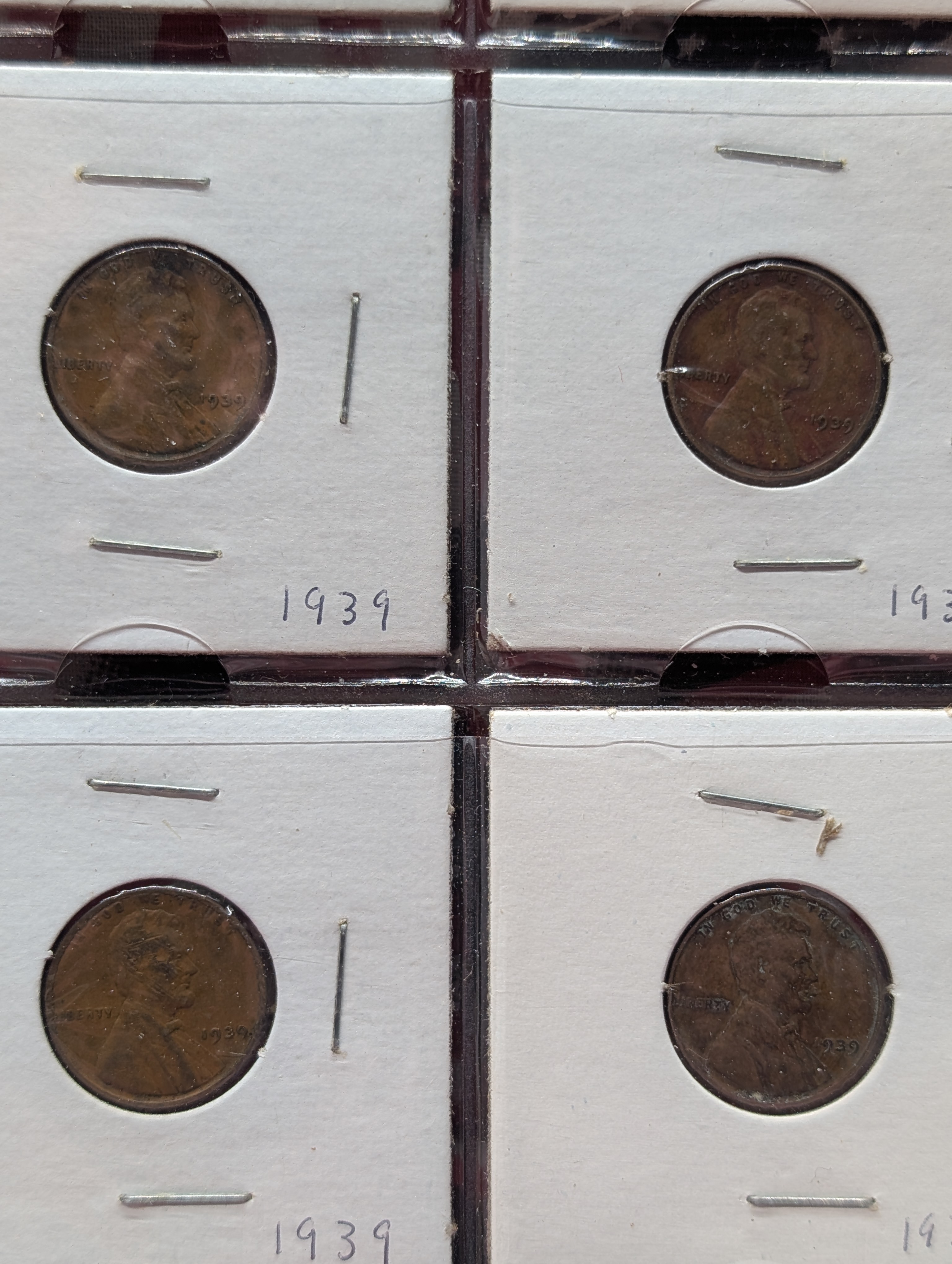 Full Binder Page of Wheat Pennies - 20 Coins all 1938 and 1939's