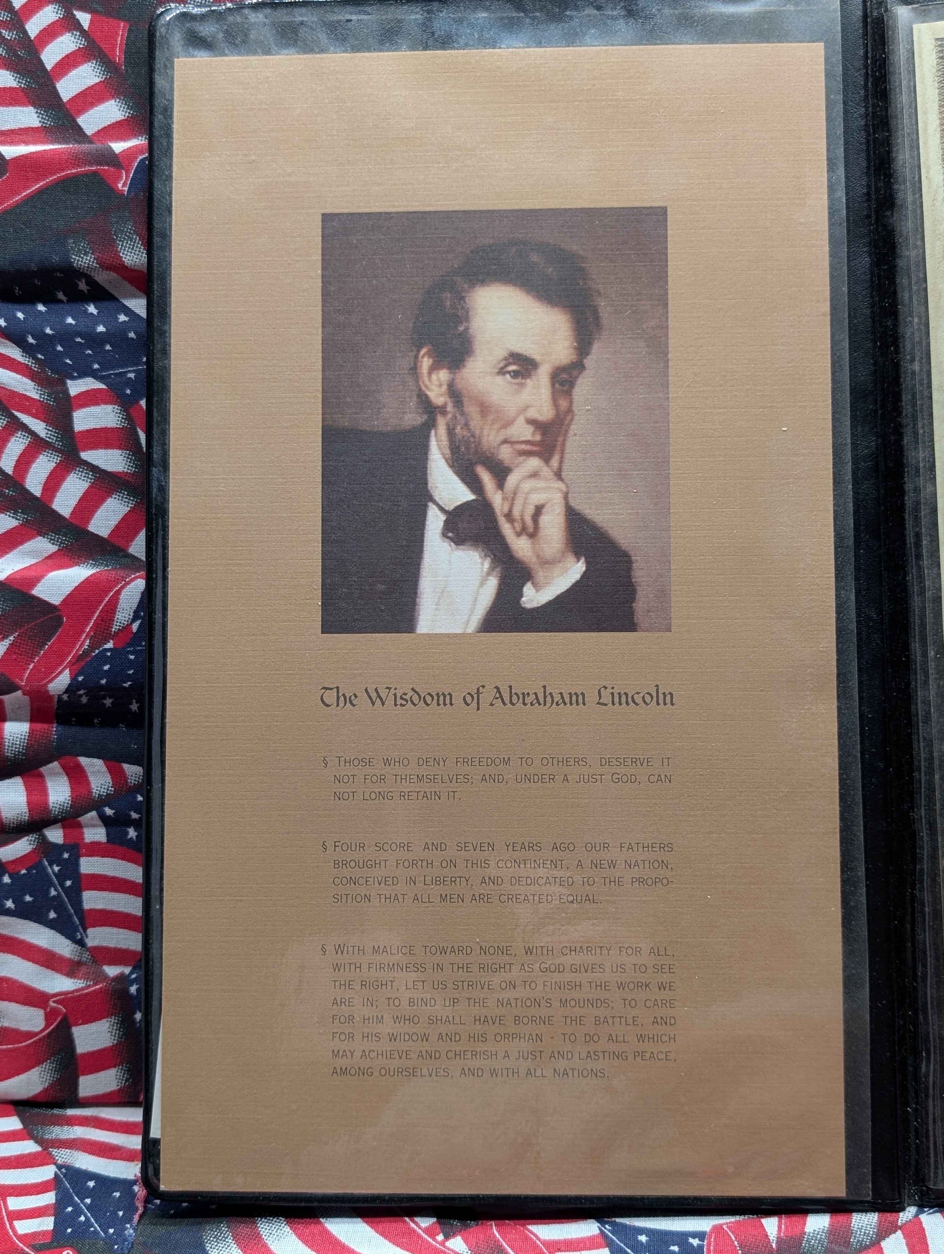 2003 $5 Star Notes, The Wisdom of Abraham Lincoln Dollar Collection, Uncut Sheet of 4