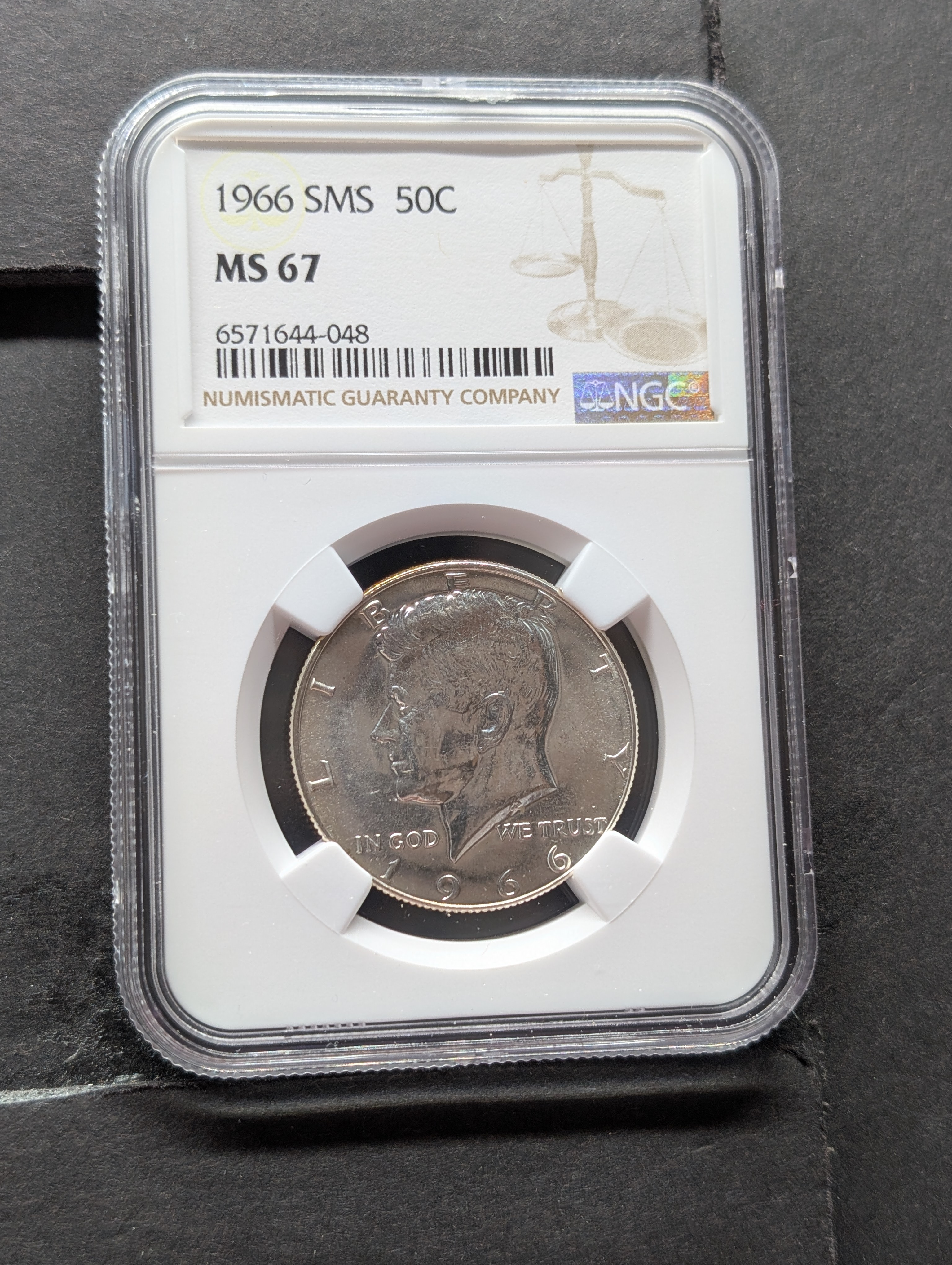 1966 SMS Kennedy Silver Half Dollar - NGC MS67