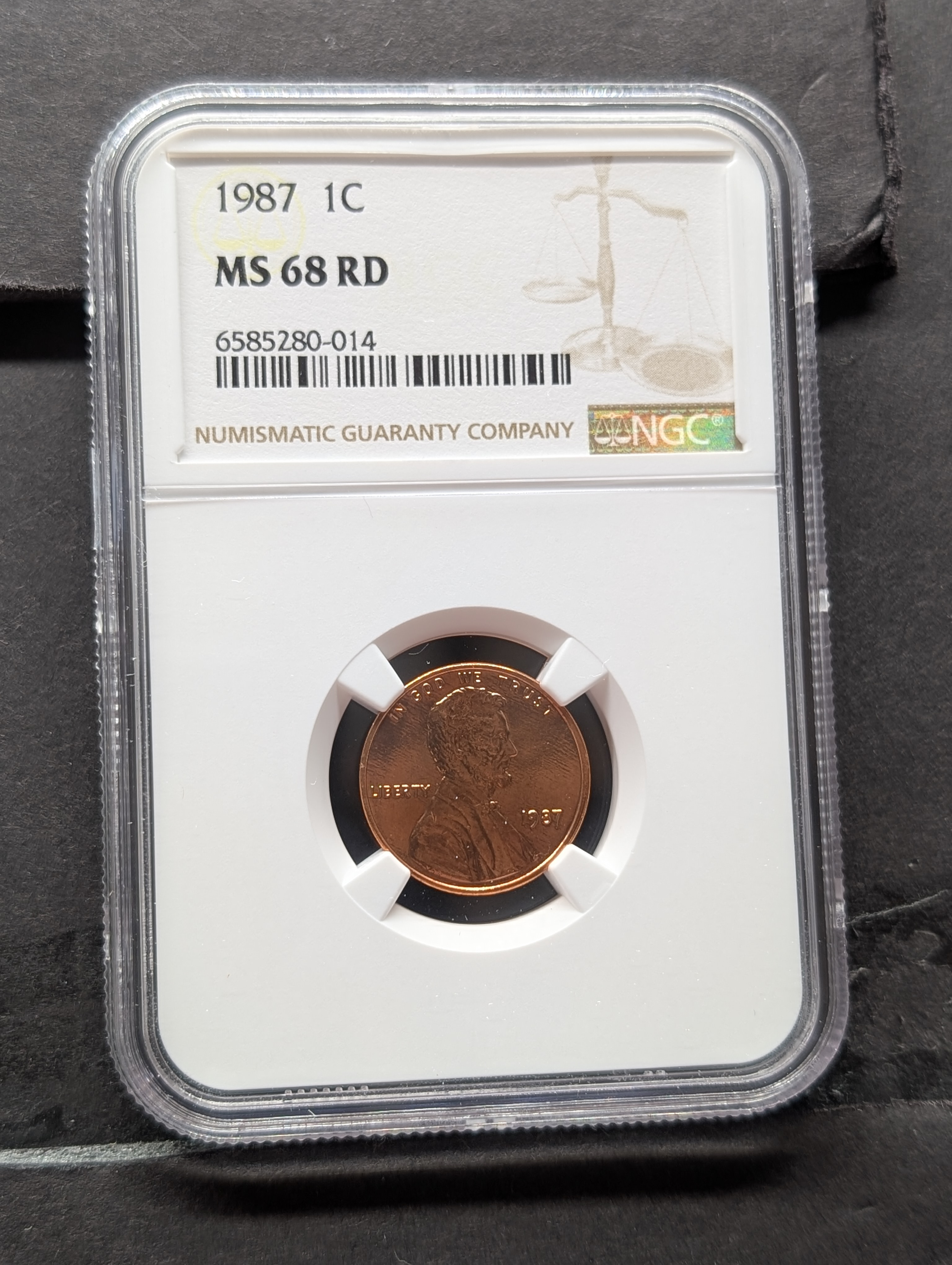 1987-P Lincoln Memorial Cent - NGC MS68 RD