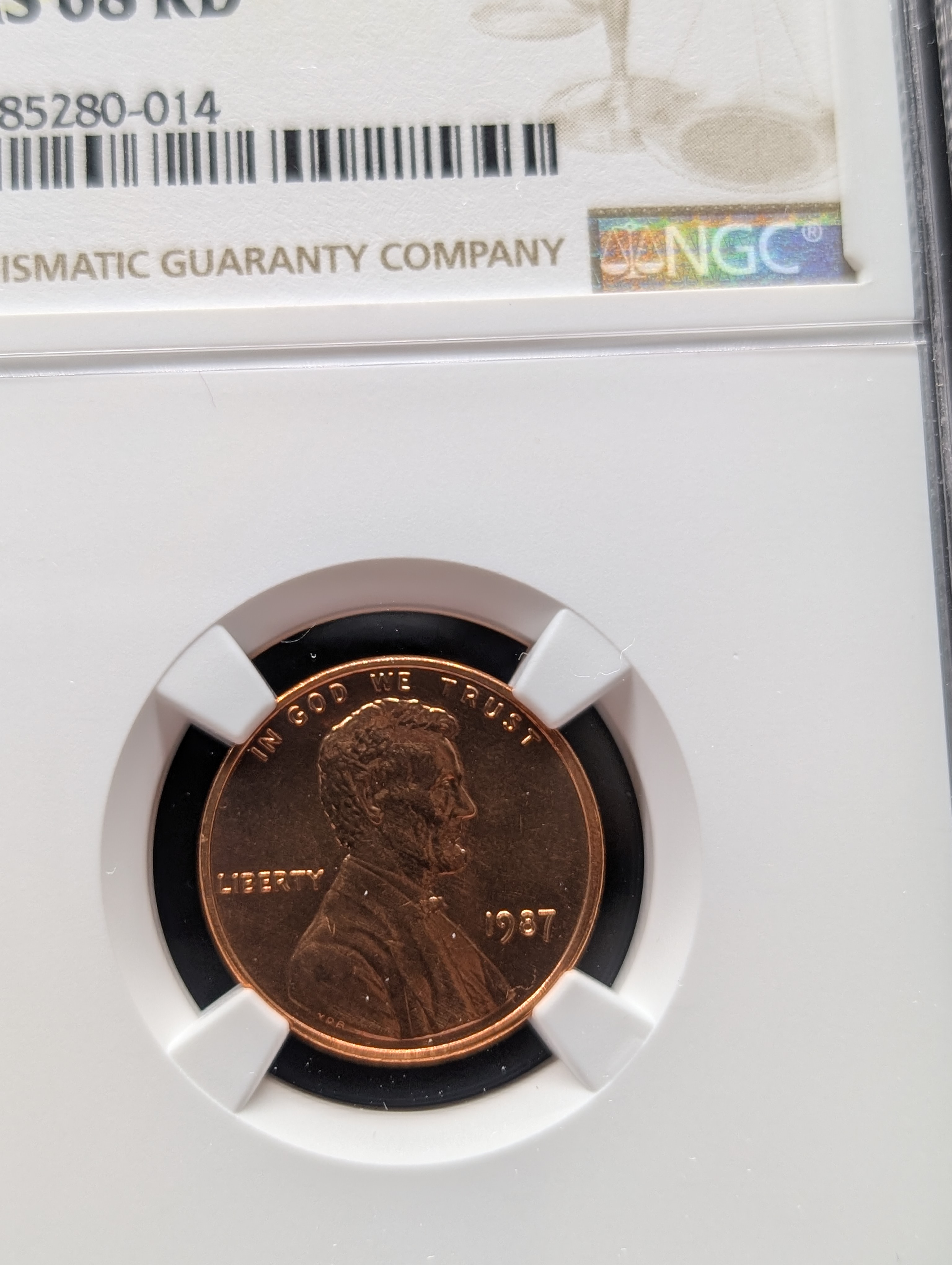 1987-P Lincoln Memorial Cent - NGC MS68 RD