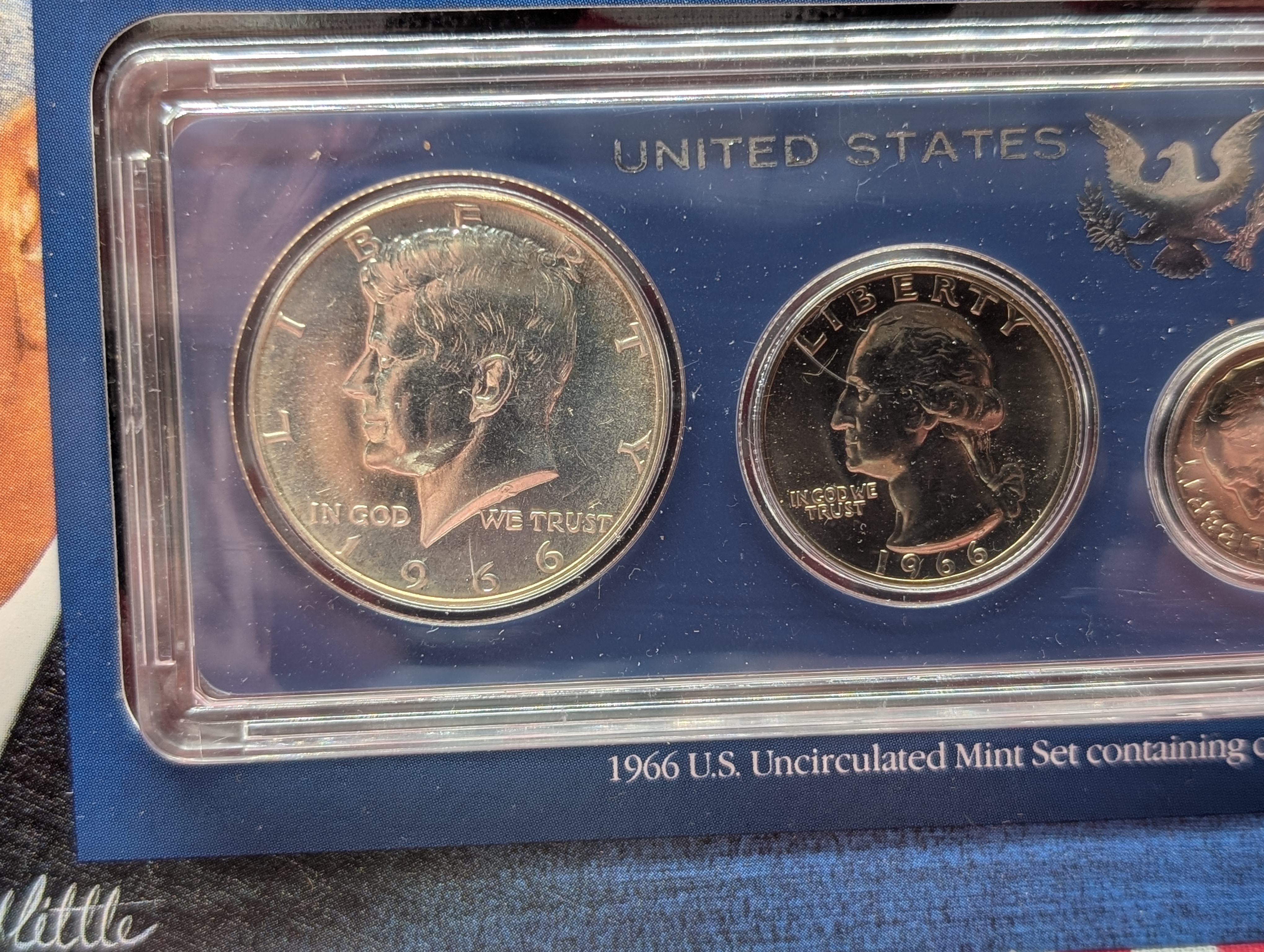 1966 Special Mint Set and Info Card Including 2 Stamps, Includes a 40% Kennedy Half Dollar