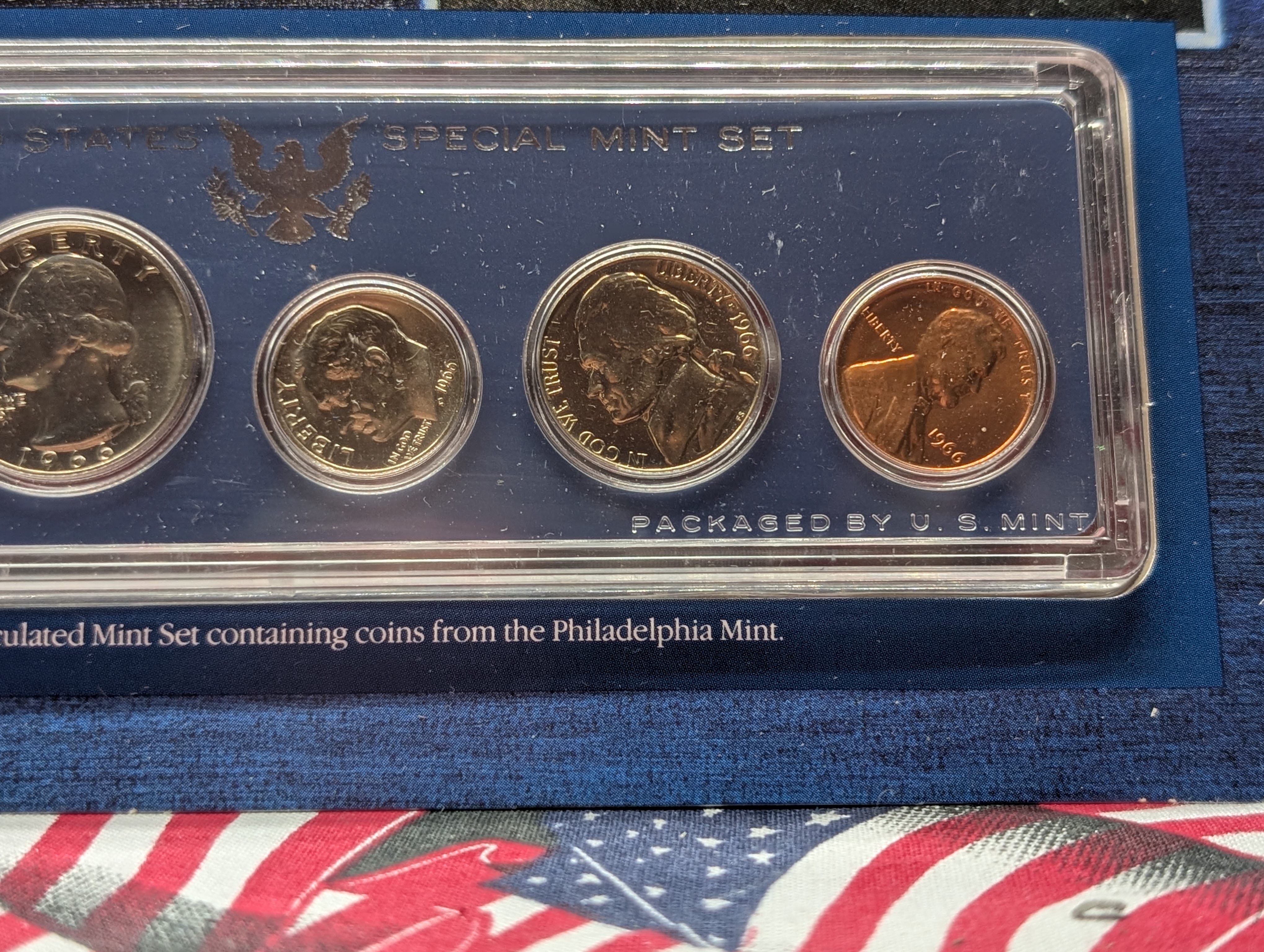 1966 Special Mint Set and Info Card Including 2 Stamps, Includes a 40% Kennedy Half Dollar