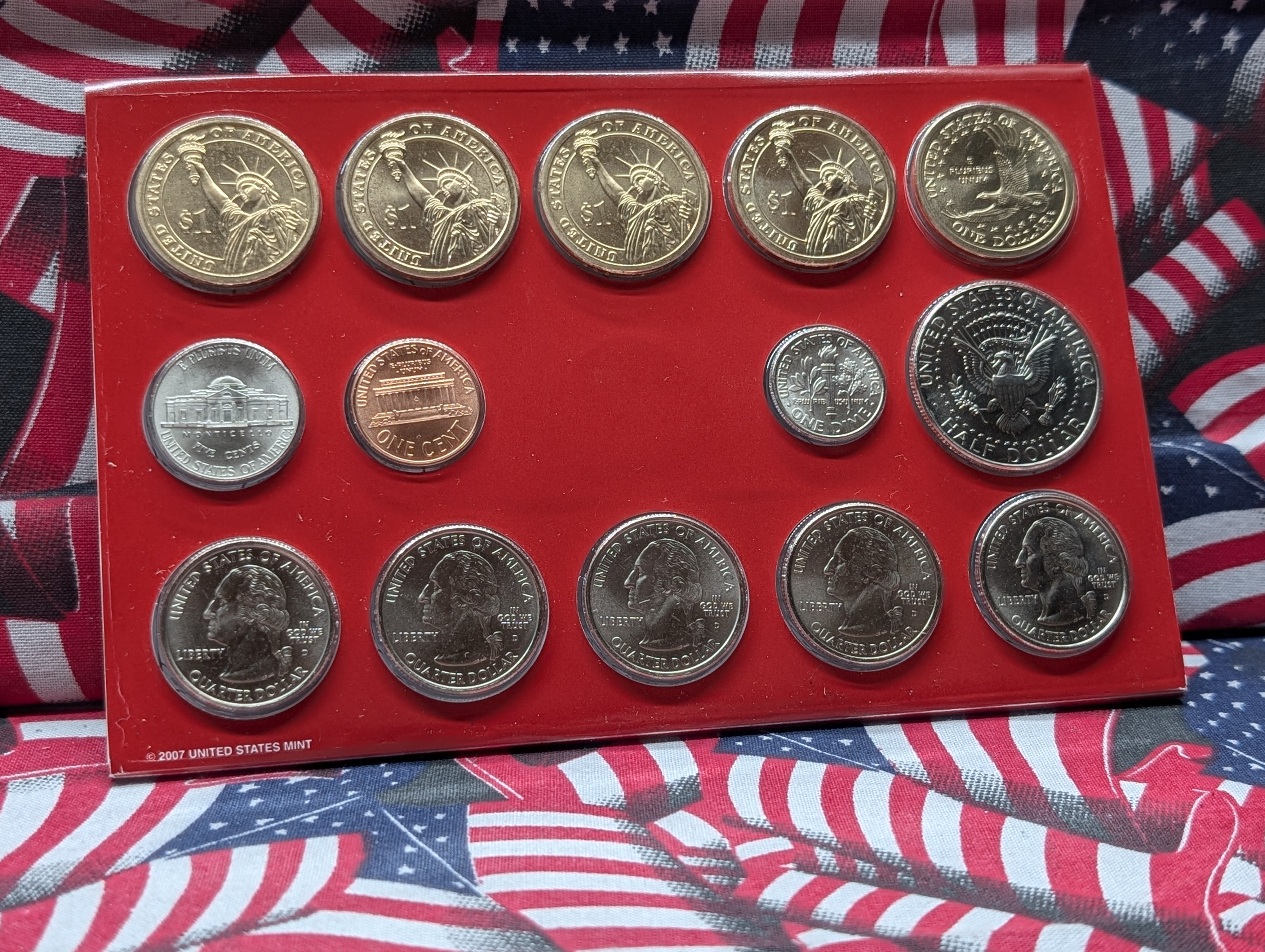 2007-P&D United States Mint Coin Set - Includes State Quarters, Presidential Dollars, & Sacagawea Dollar