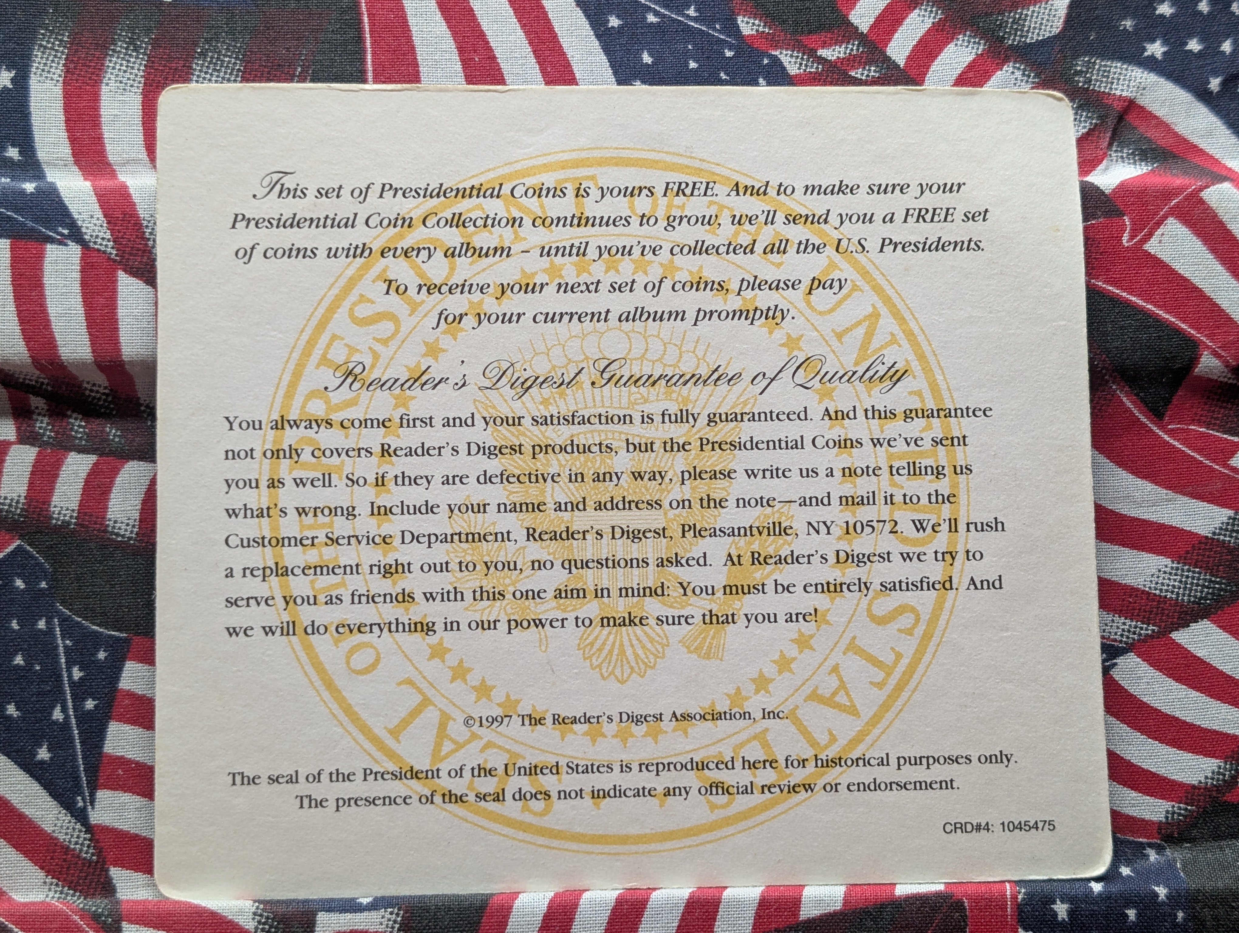 Free For You U.S. Presidential Commemorative Solid Brass Medals