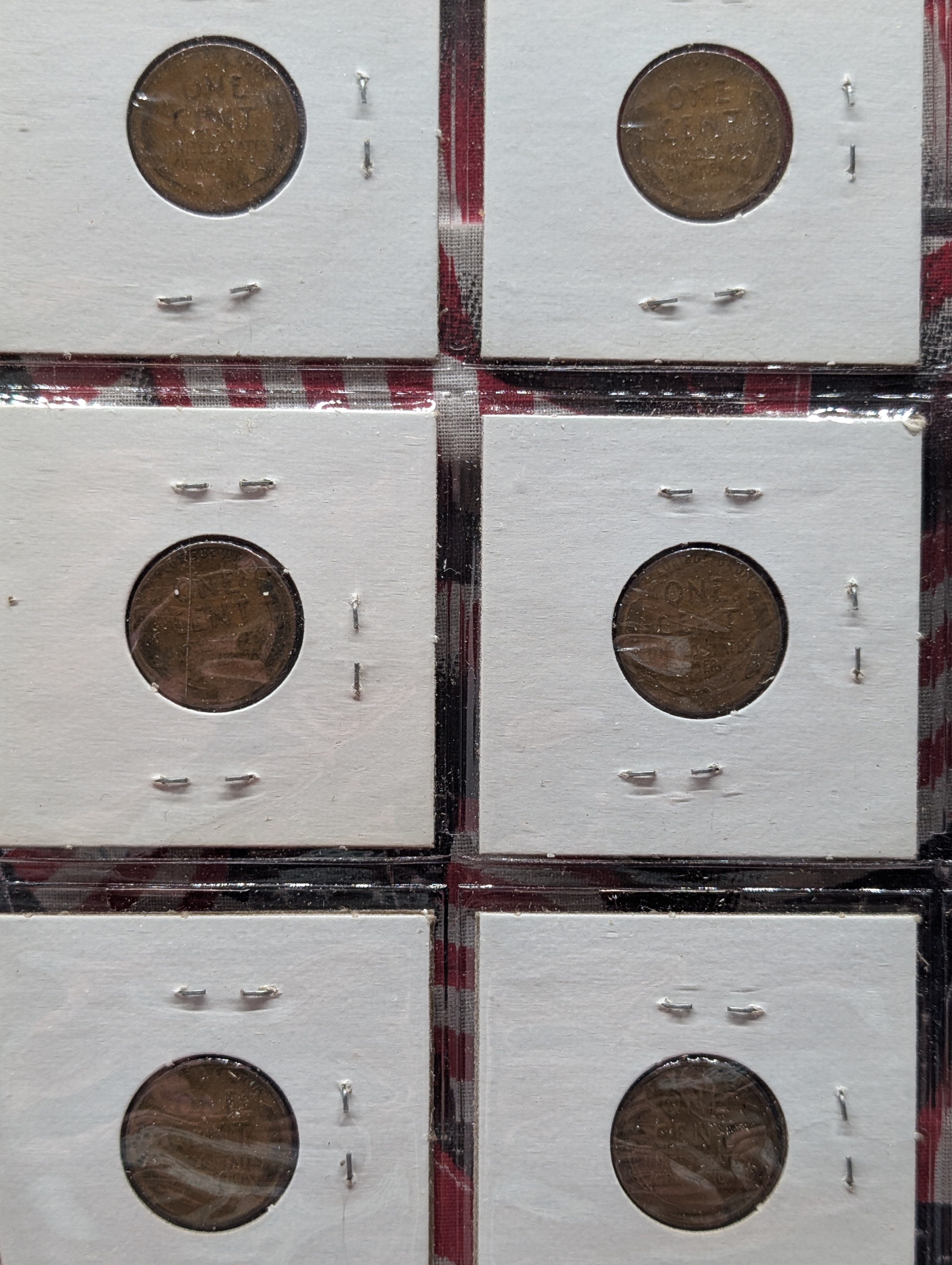 Full Binder Page of Wheat Pennies - 20 Coins, 1926, 1927, 1928, 1929