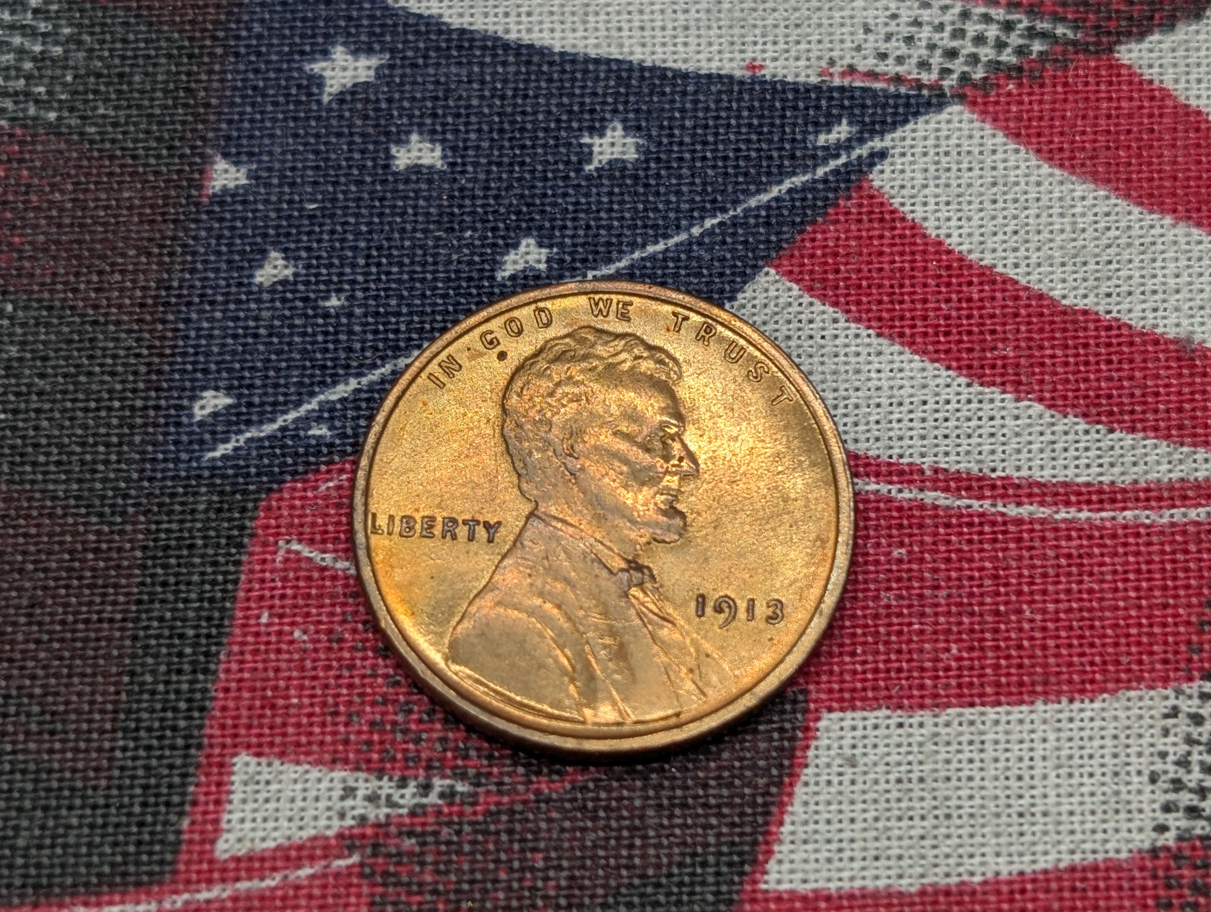 1913-P Lincoln Wheat Cent - Red uncirculated.