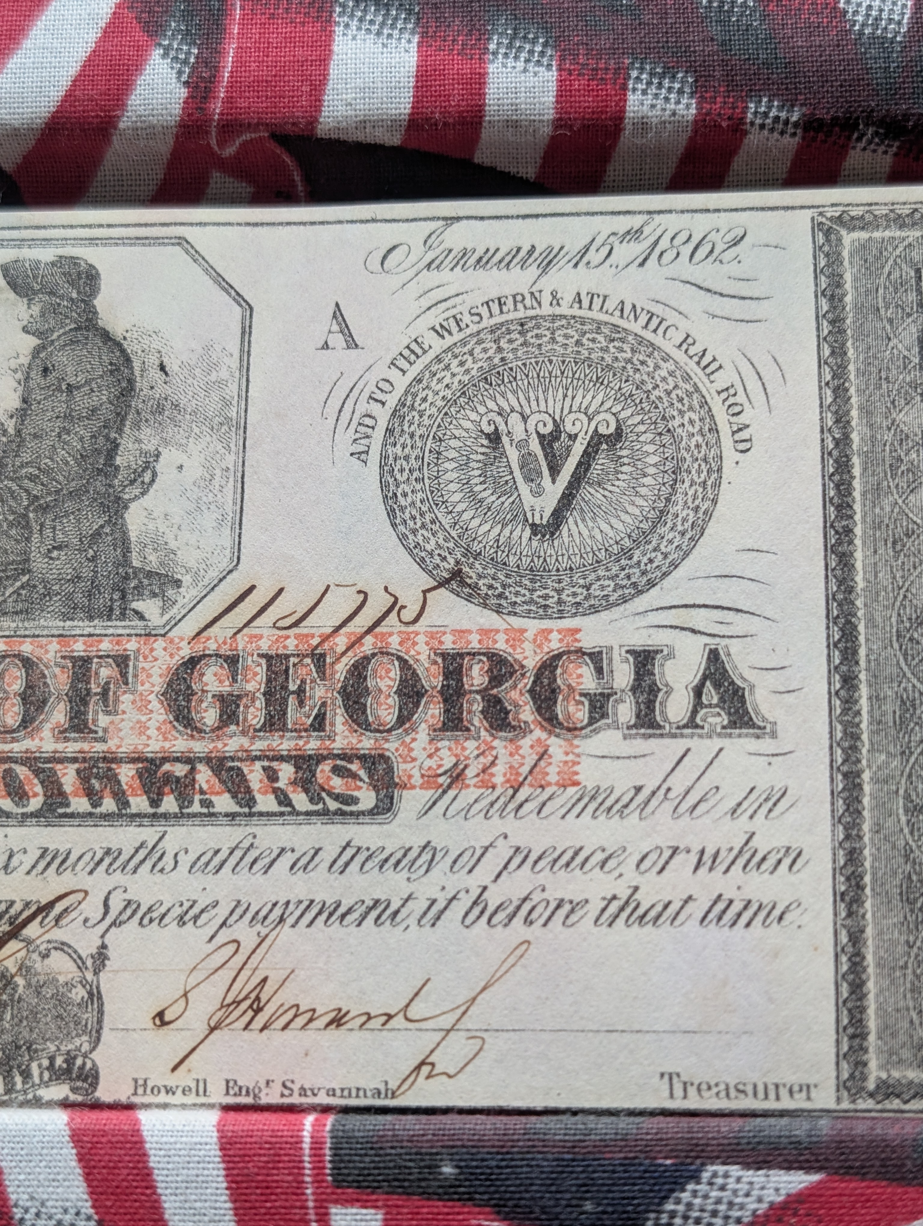 Jan 15, 1862 State of Georgia $5 - Choice Crisp Uncirculated - Civil War.
