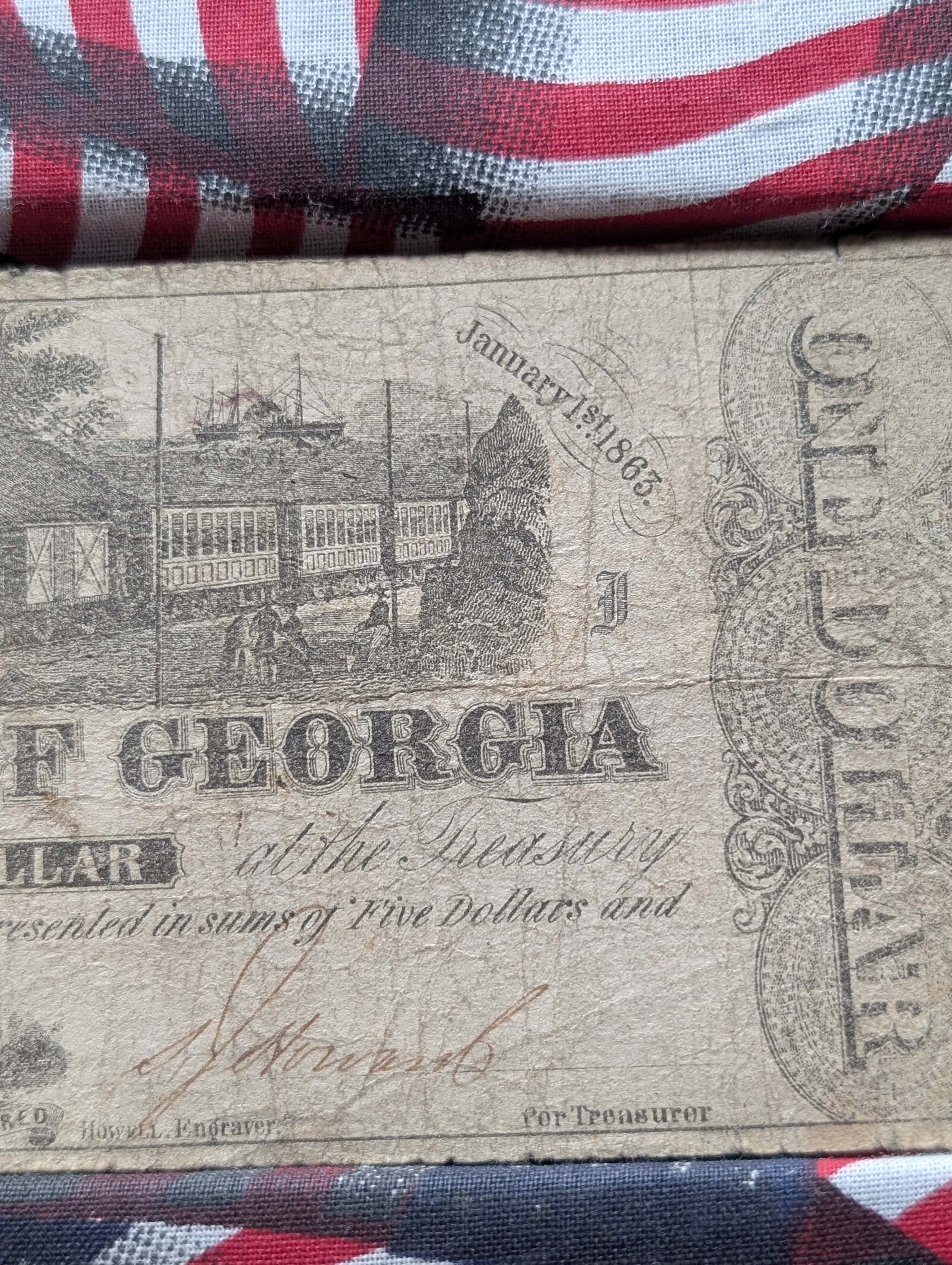 Jan 1, 1863 State of Georgia $1 Note - Nice VF