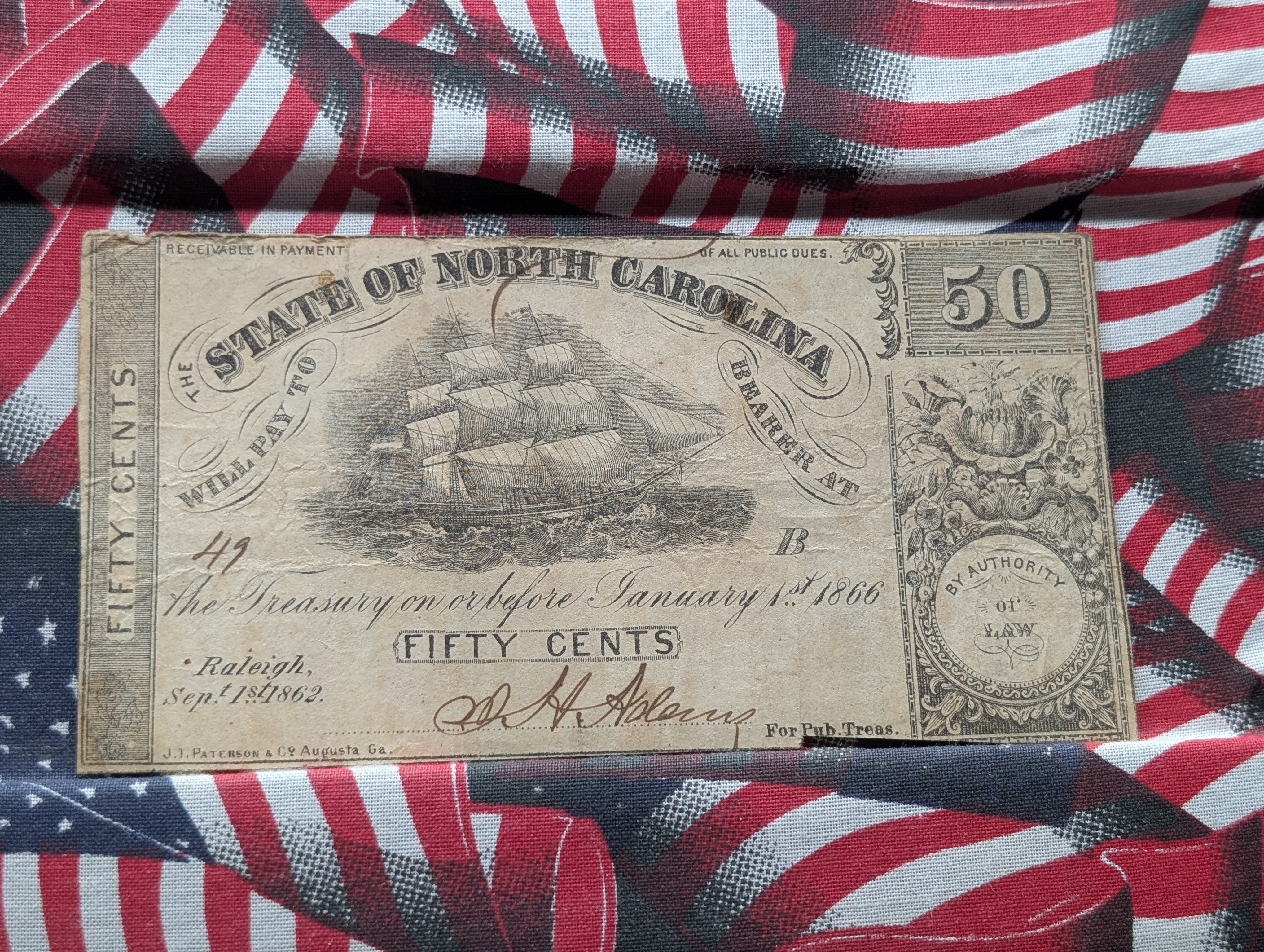 Sep 1st, 1862 State of North Carolina 50 Cent - Nice VF - Civil War.