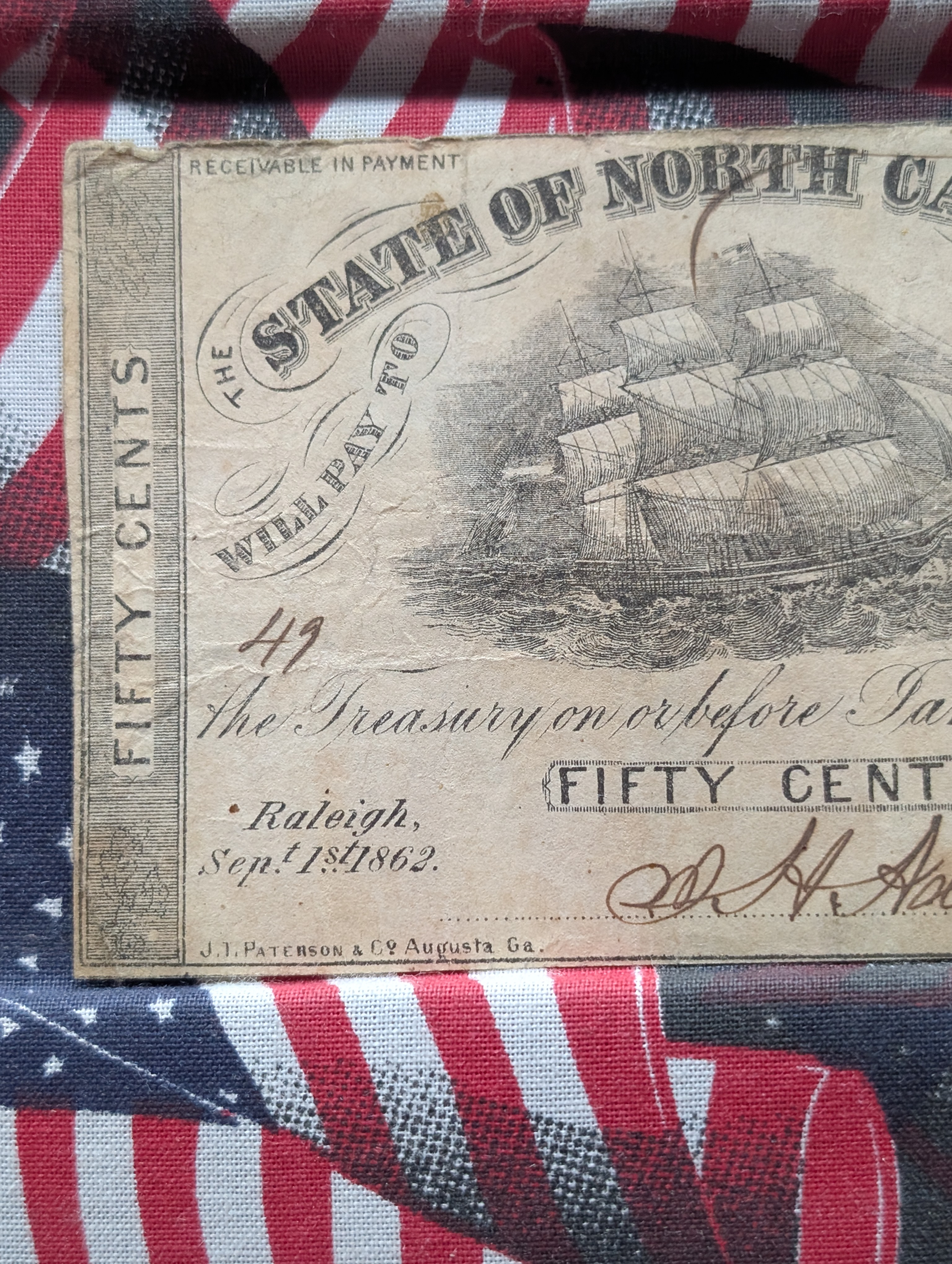 Sep 1st, 1862 State of North Carolina 50 Cent - Nice VF - Civil War.