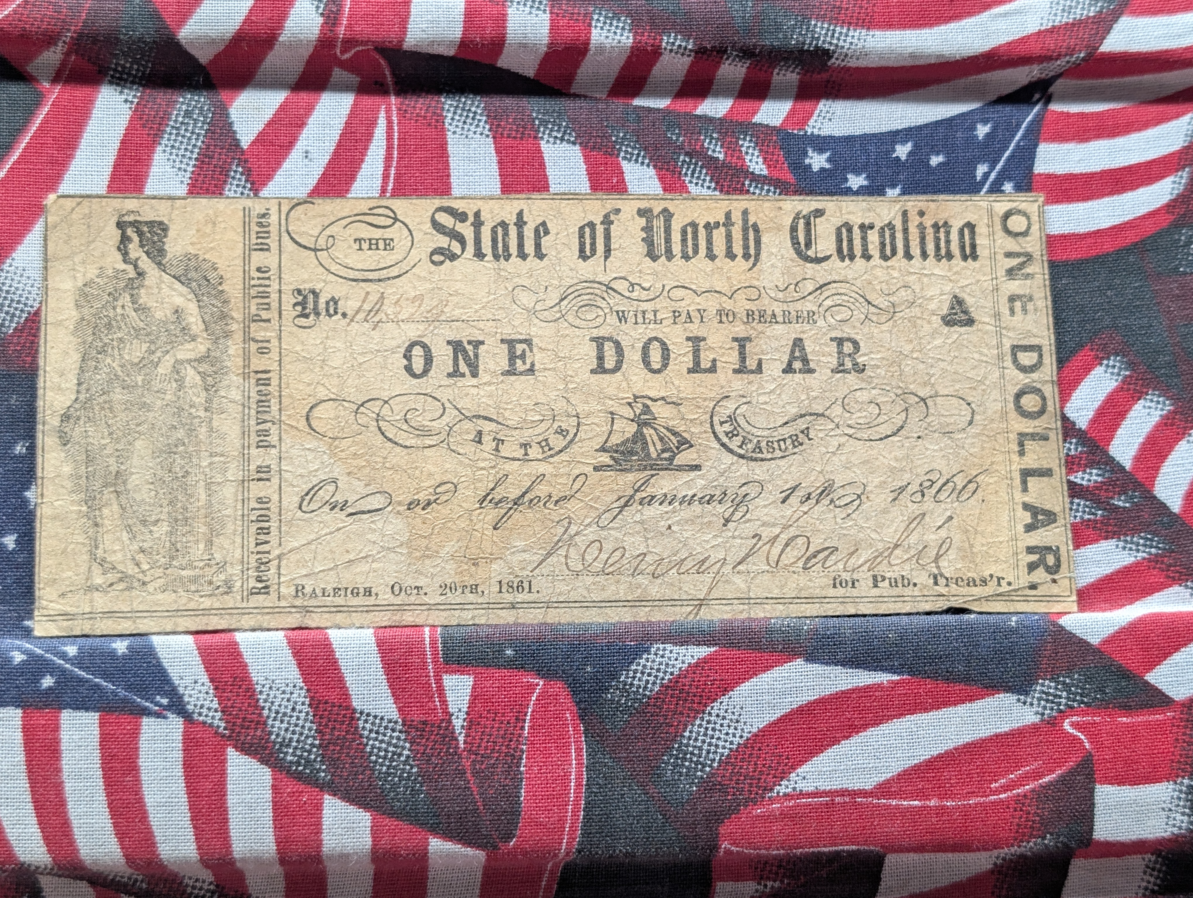 Oct 20, 1861 State of North Carolina $1 - Nice VF - Civil War.
