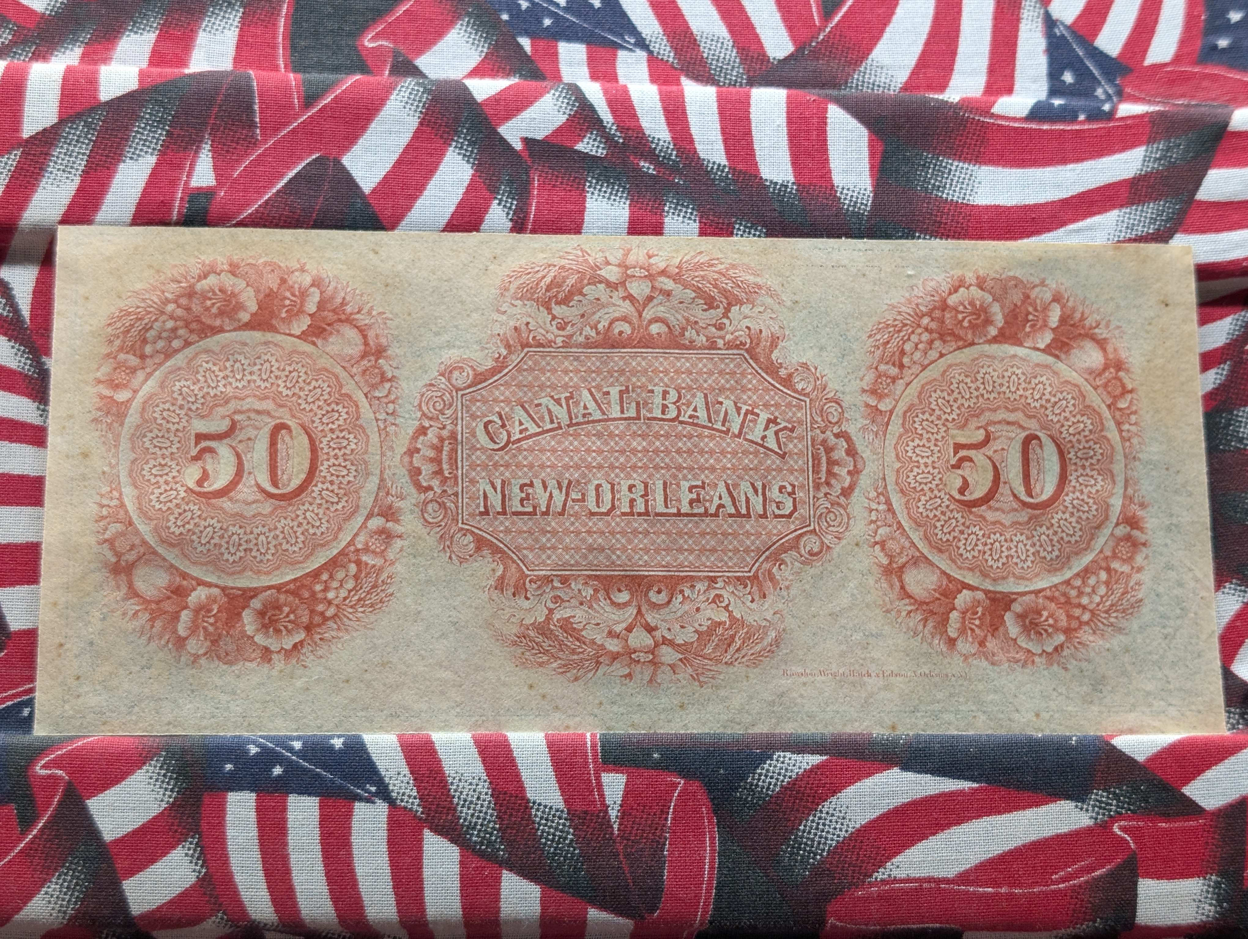 18XX (1840s) Canal Bank Louisiana at New Orleans Remainder $50 Note - Choice Crisp Unc. Red Back