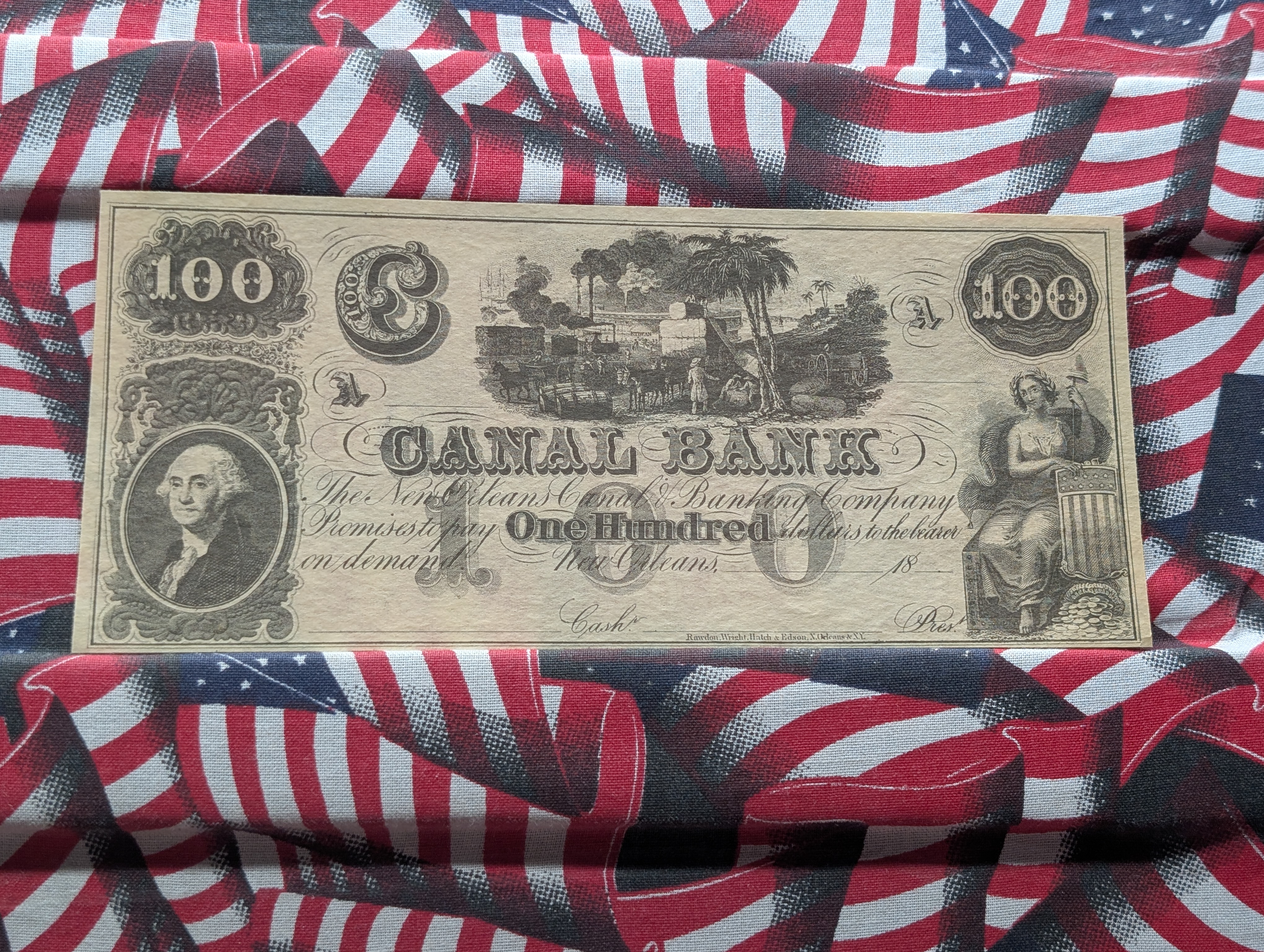 18XX (1840s) Canal Bank Louisiana at New Orleans Remainder $100 Note - Choice Crisp Unc. Red Back