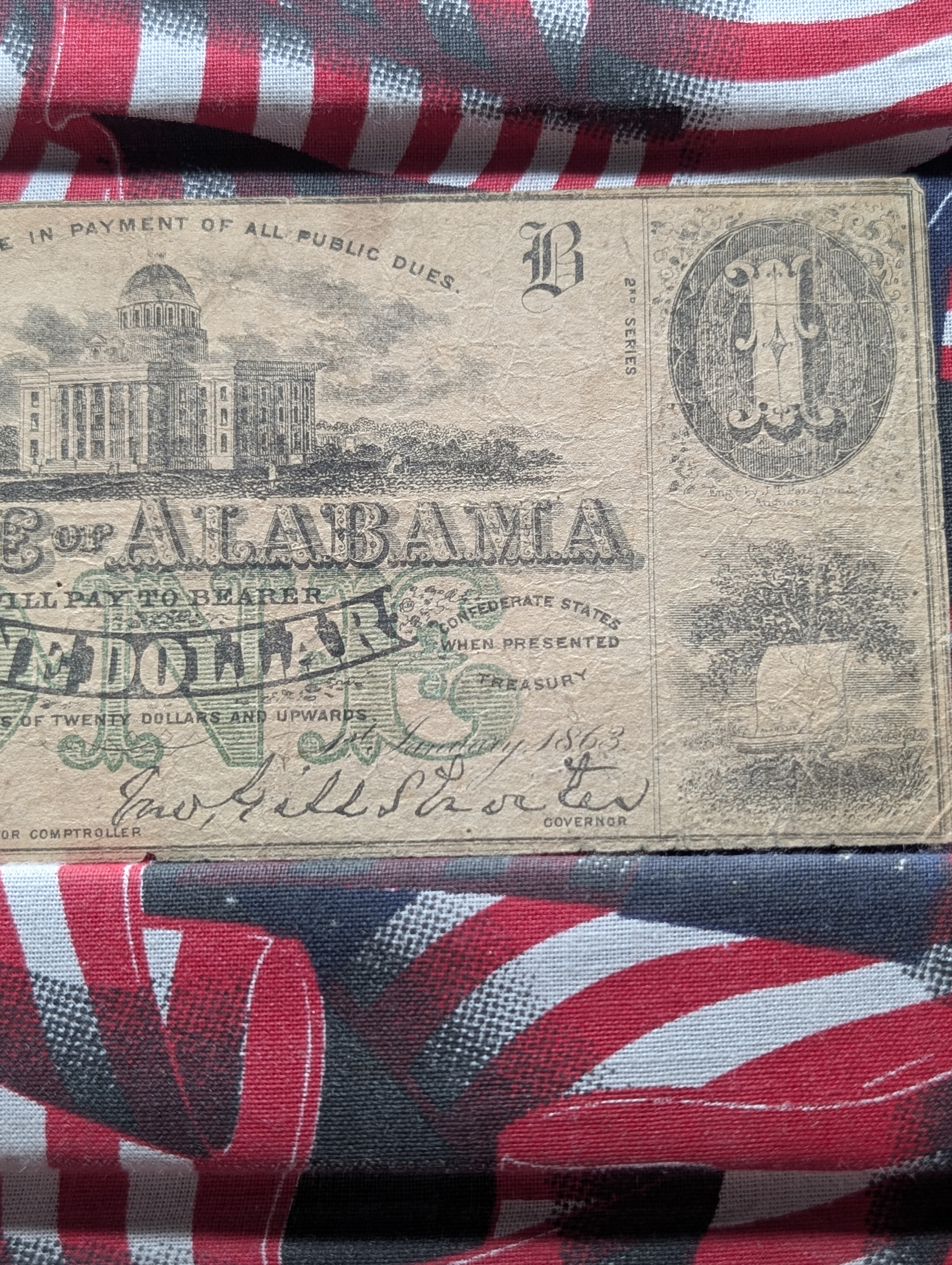 1863 State of Alabama at Montgomery $1 - Nice Very Fine - Civil War.