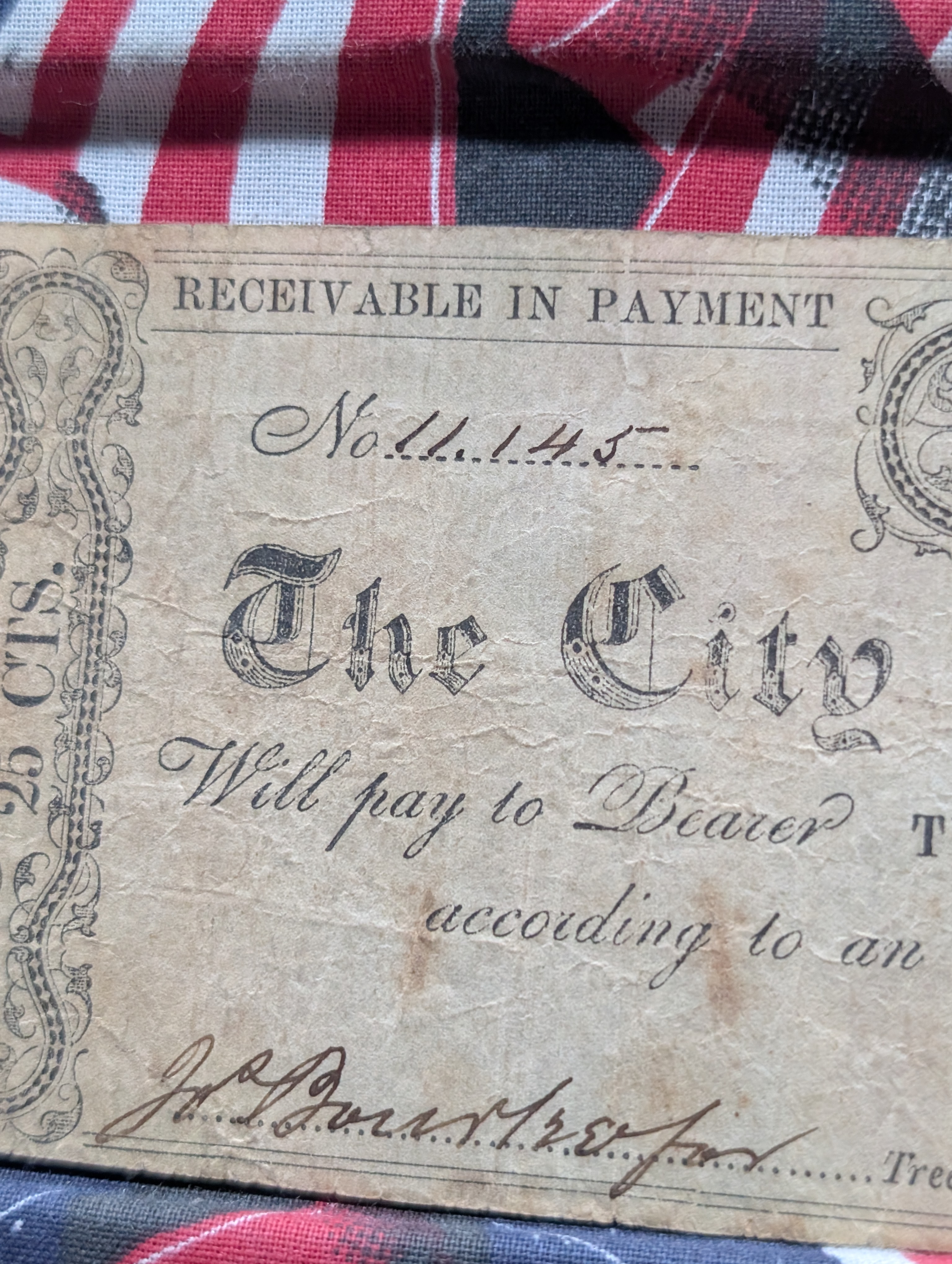 Oct 29, 1862 City of Portsmouth Virginia 25 Cent - Nice VF - Civil War.