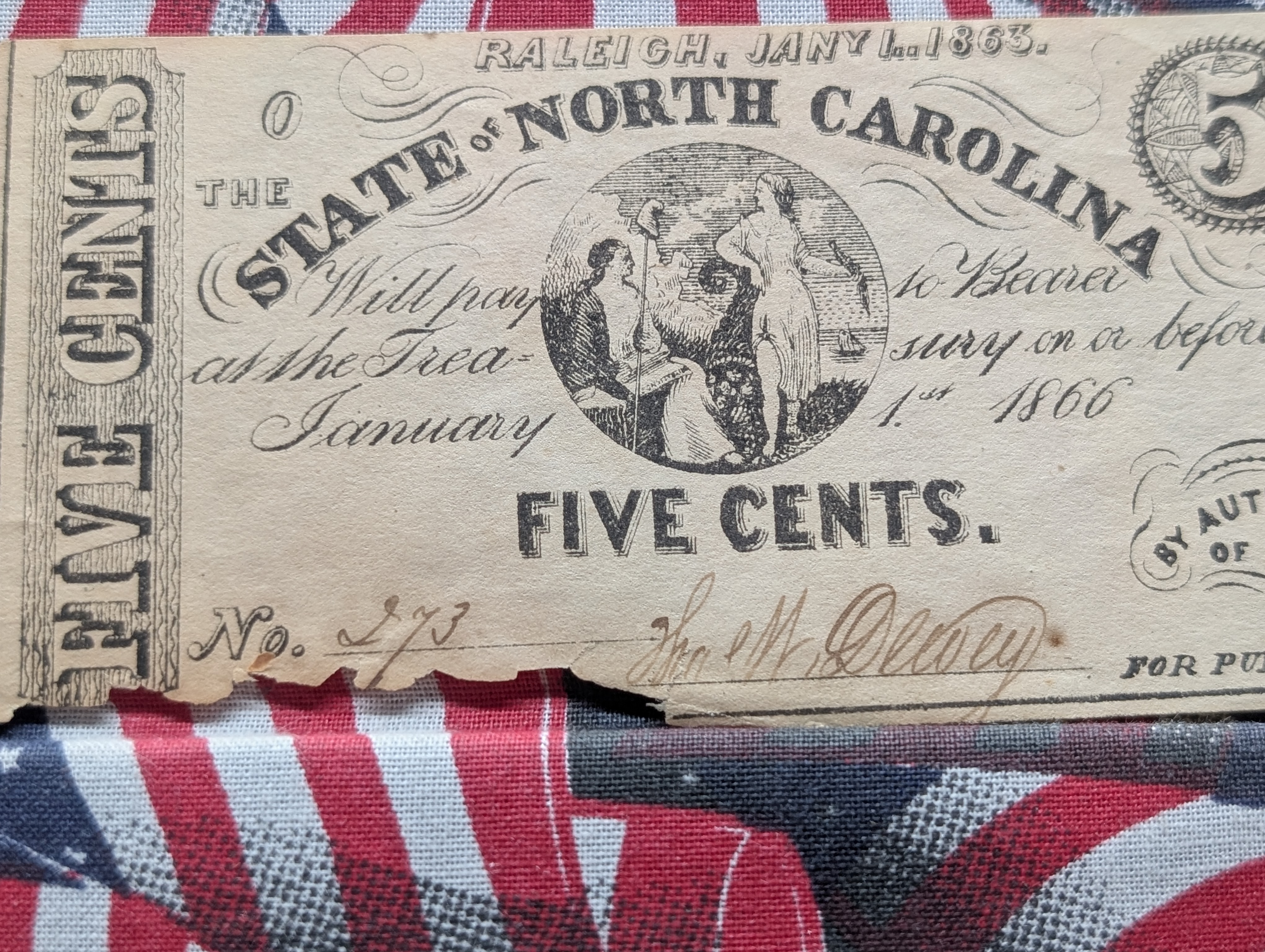 (3) Civil War Notes: 1863 Confederate 50 Cents, 1863 North Carolina 5 Cents, and 1864 Alabama 50 Cents.
