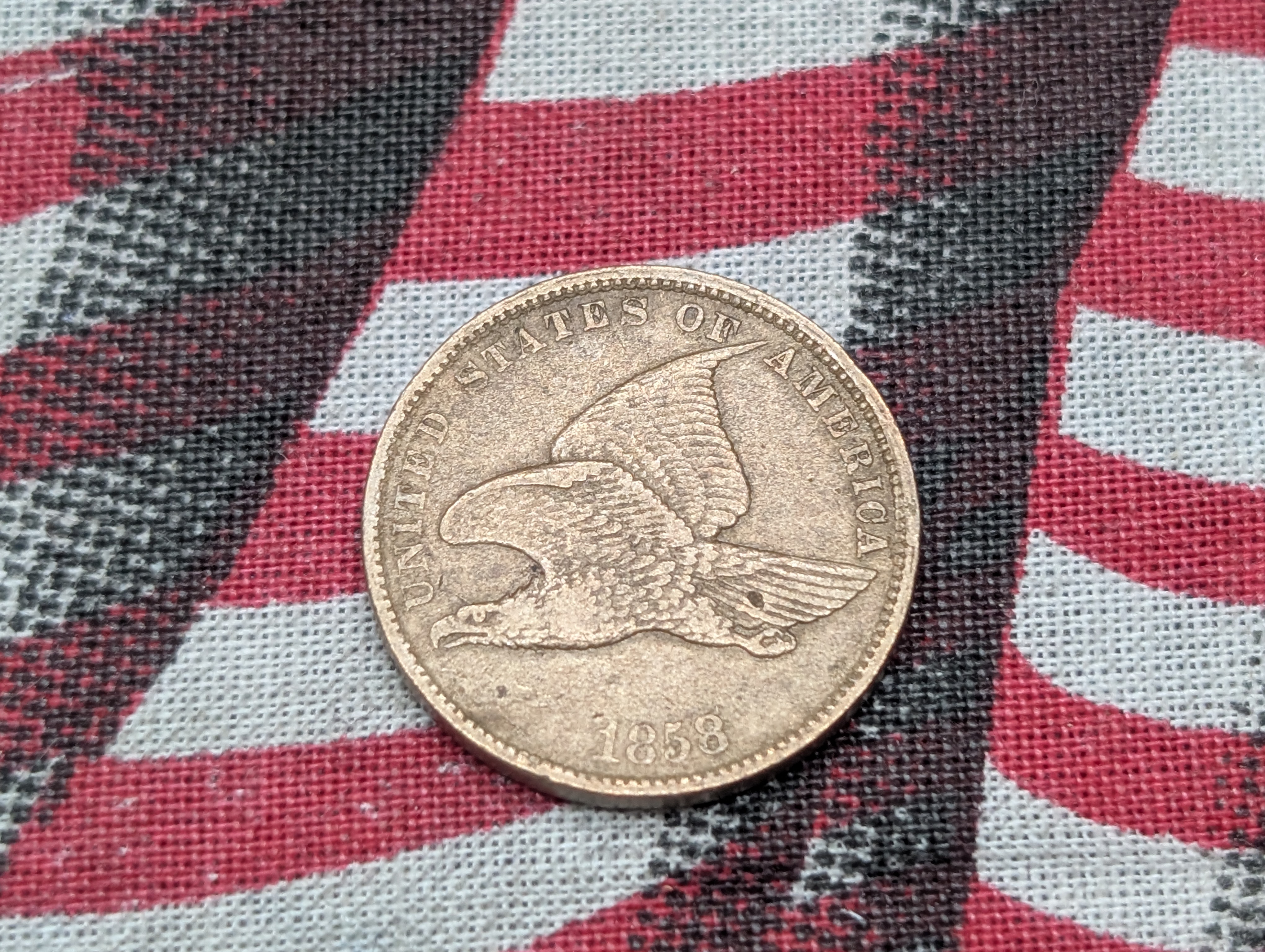 1858 Flying Eagle Cent - Small Letters - Sharp XF.