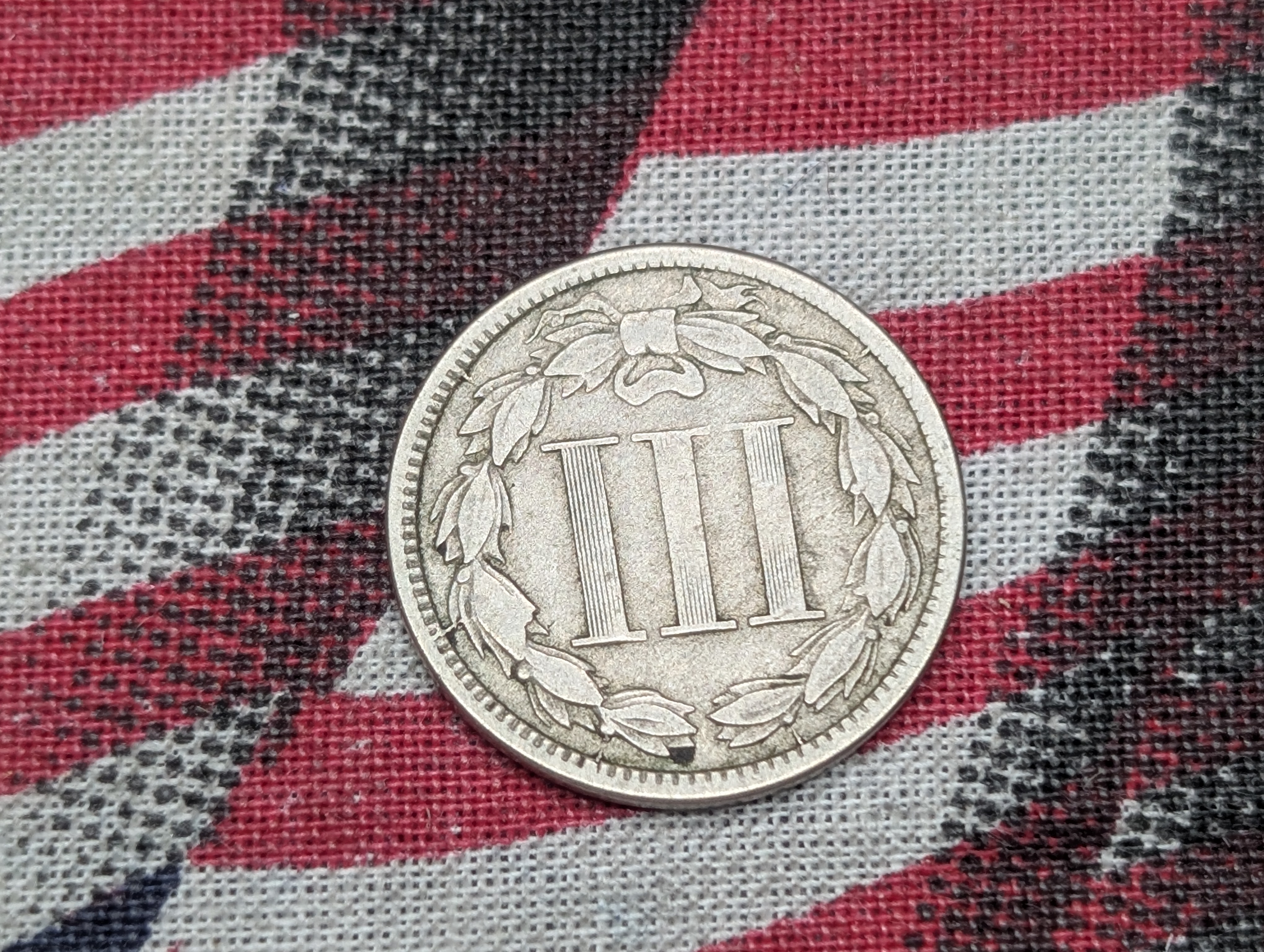 1865 Three Cent Nickel - Very Fine.