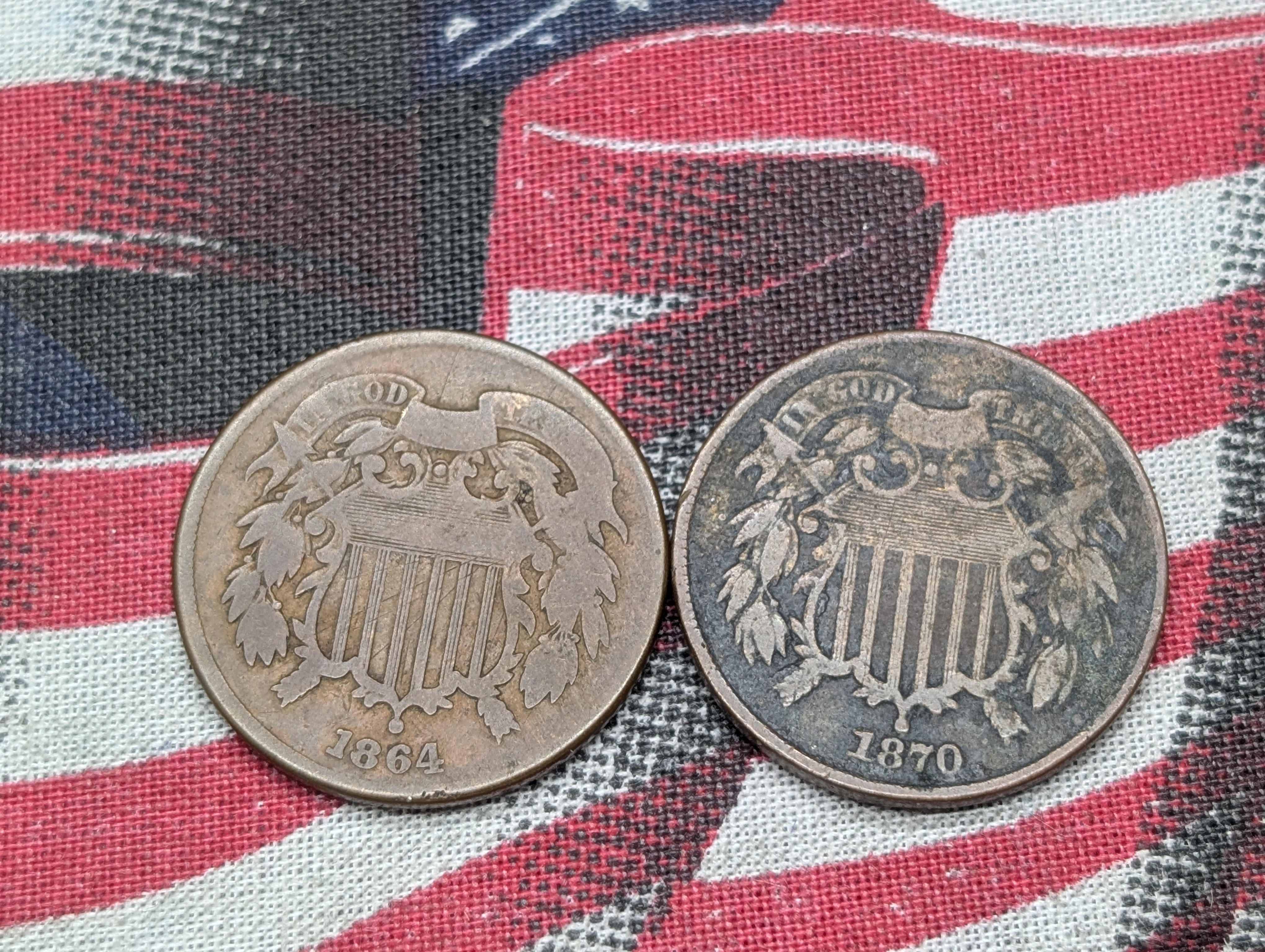 1864 & 1870 Two Cent Pieces