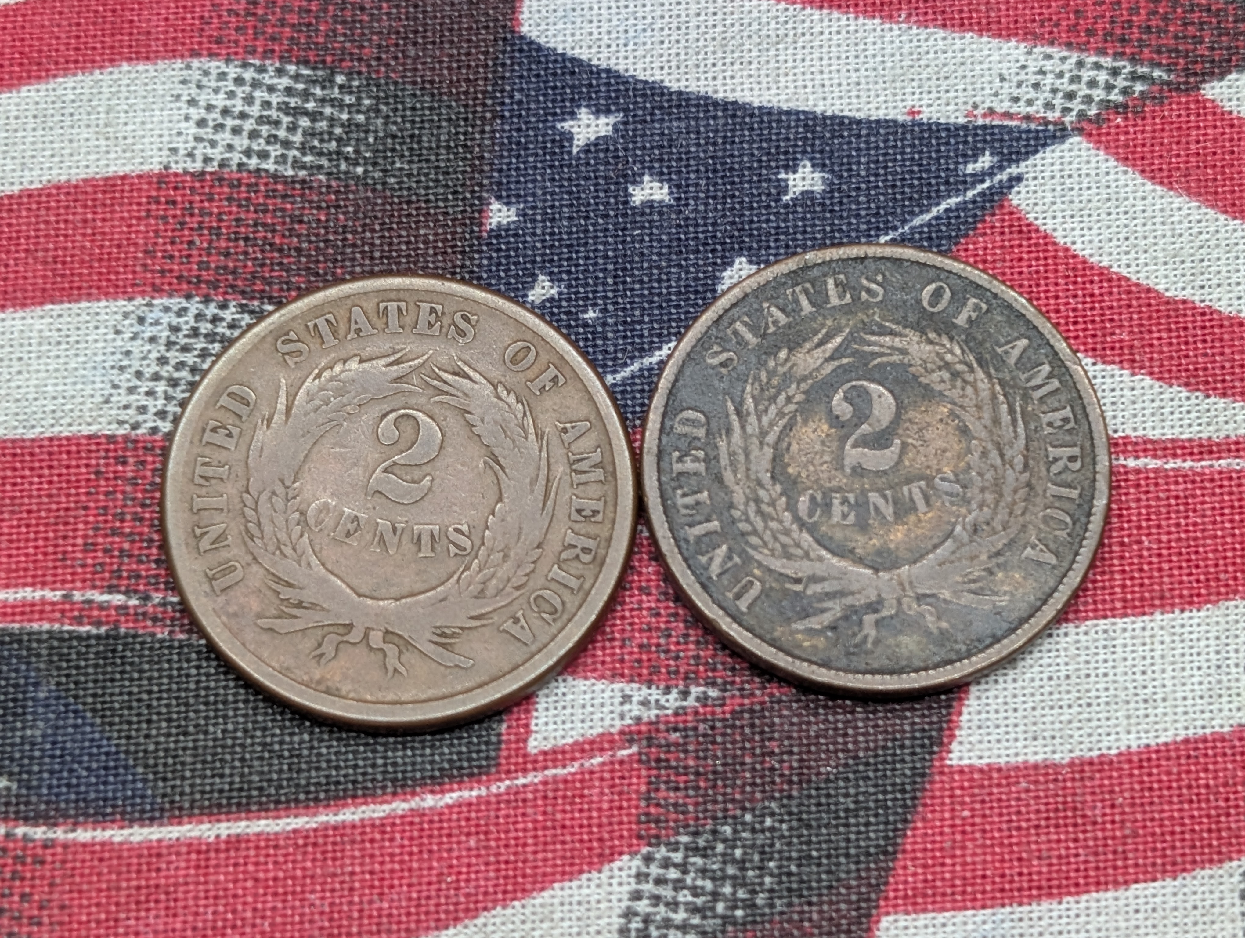 1864 & 1870 Two Cent Pieces
