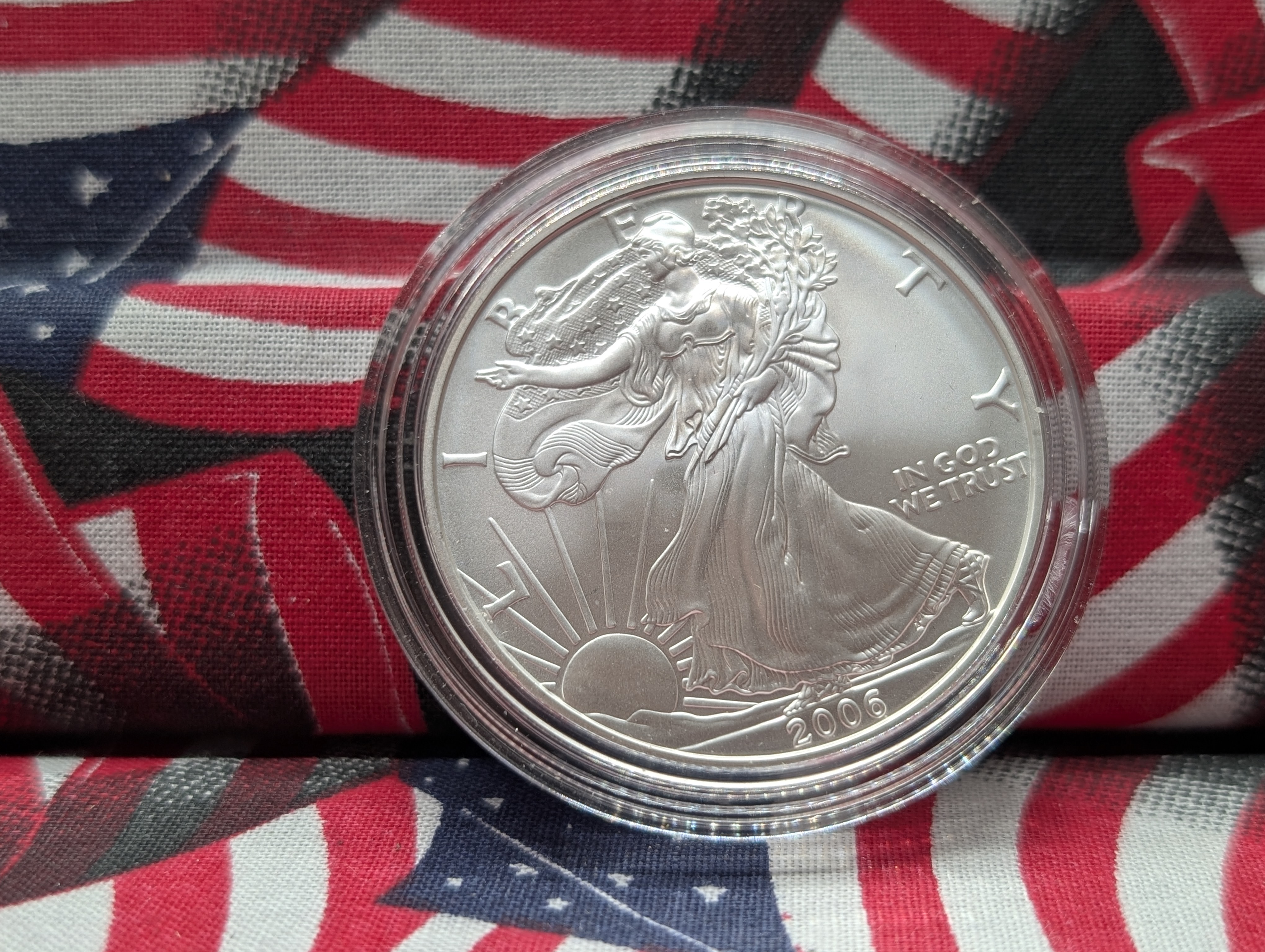 2006-P & W American Silver Eagle 20th Anniversary Coin Set - (3) Eagles in original box plus COA. Box has small issues but coins are great.
