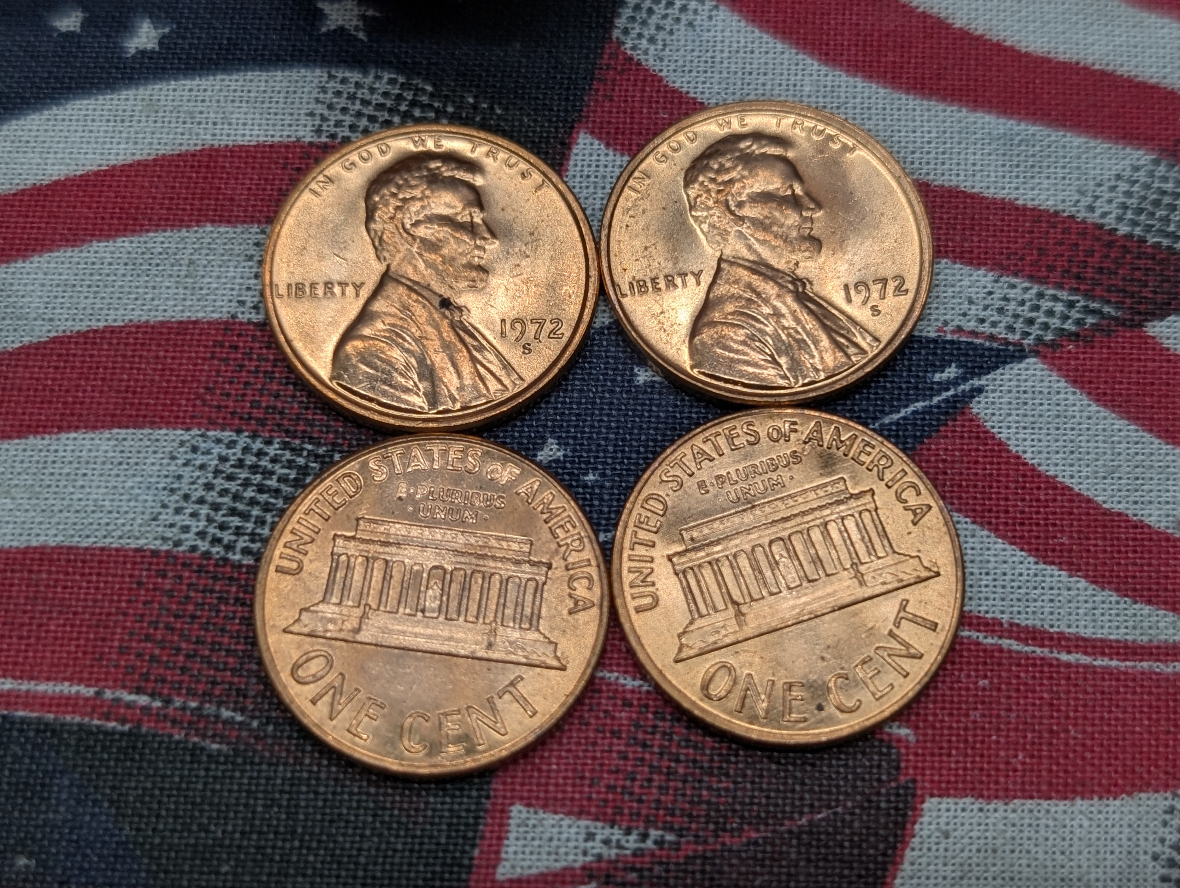 3 Rolls Lincoln Memorial Cents: 1972-S, 1973-P, and 1973-D - GEM Red BU.
