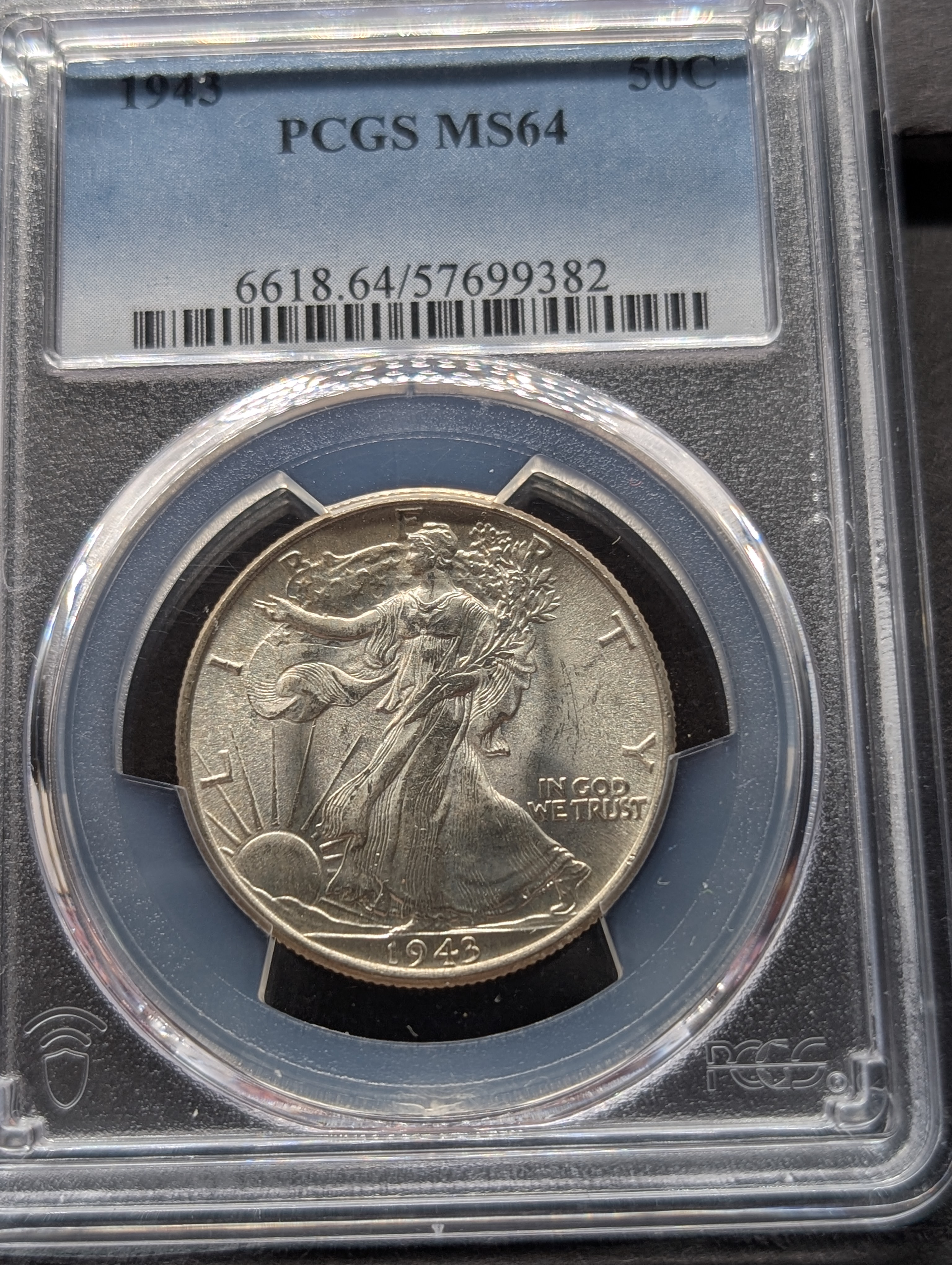 1943-P Walking Liberty 90% Silver Half Dollar PCGS MS64