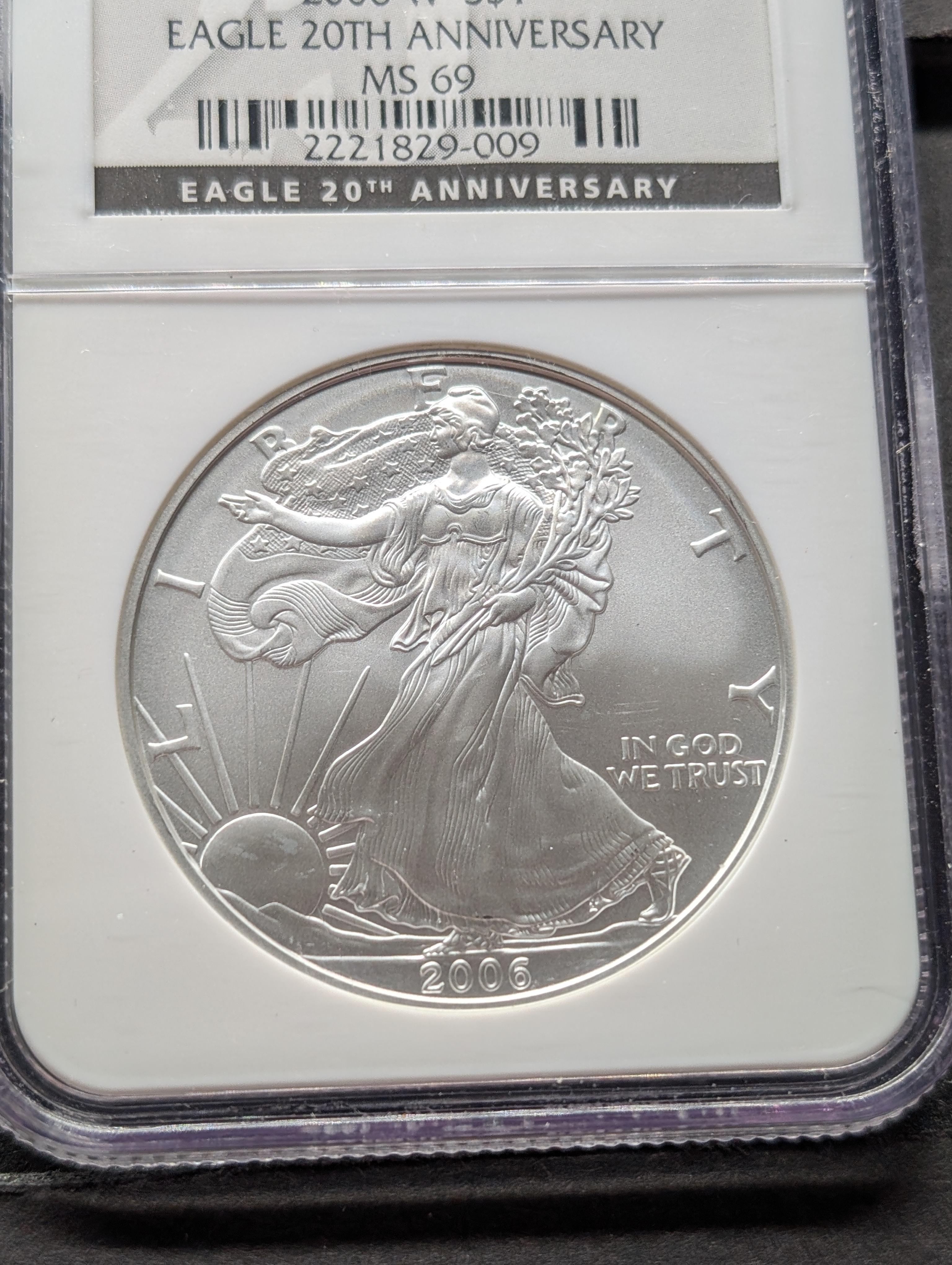 2006-W American Silver Eagle 1 Oz. .999 Silver NGC MS 69 - 20th Anniversary