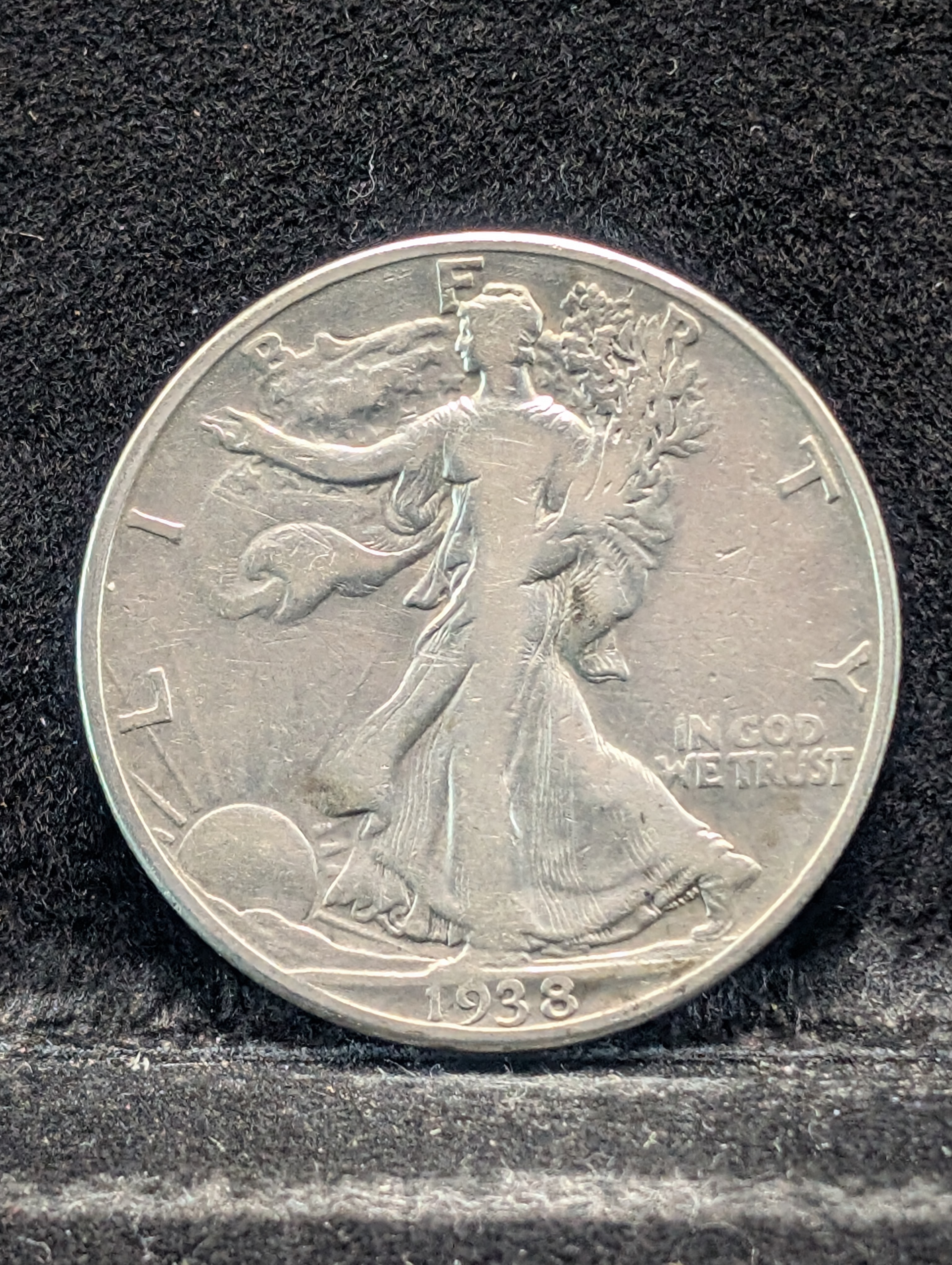 1938-D Key Date Walking Liberty Half Dollar, 90% Silver