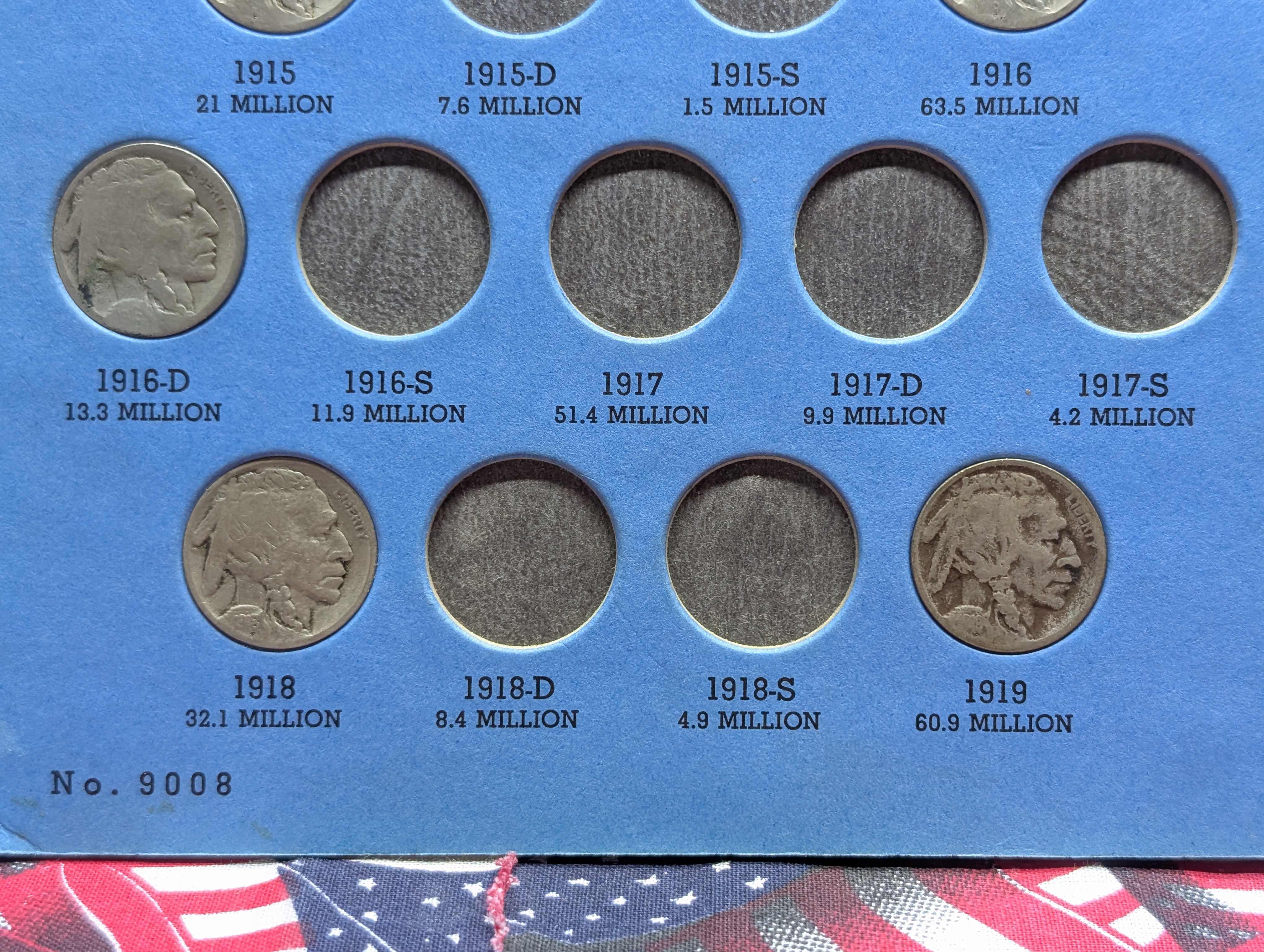 1913 to 1938 Indian Head Buffalo Nickel Whitman Folder w/ 36 Coins