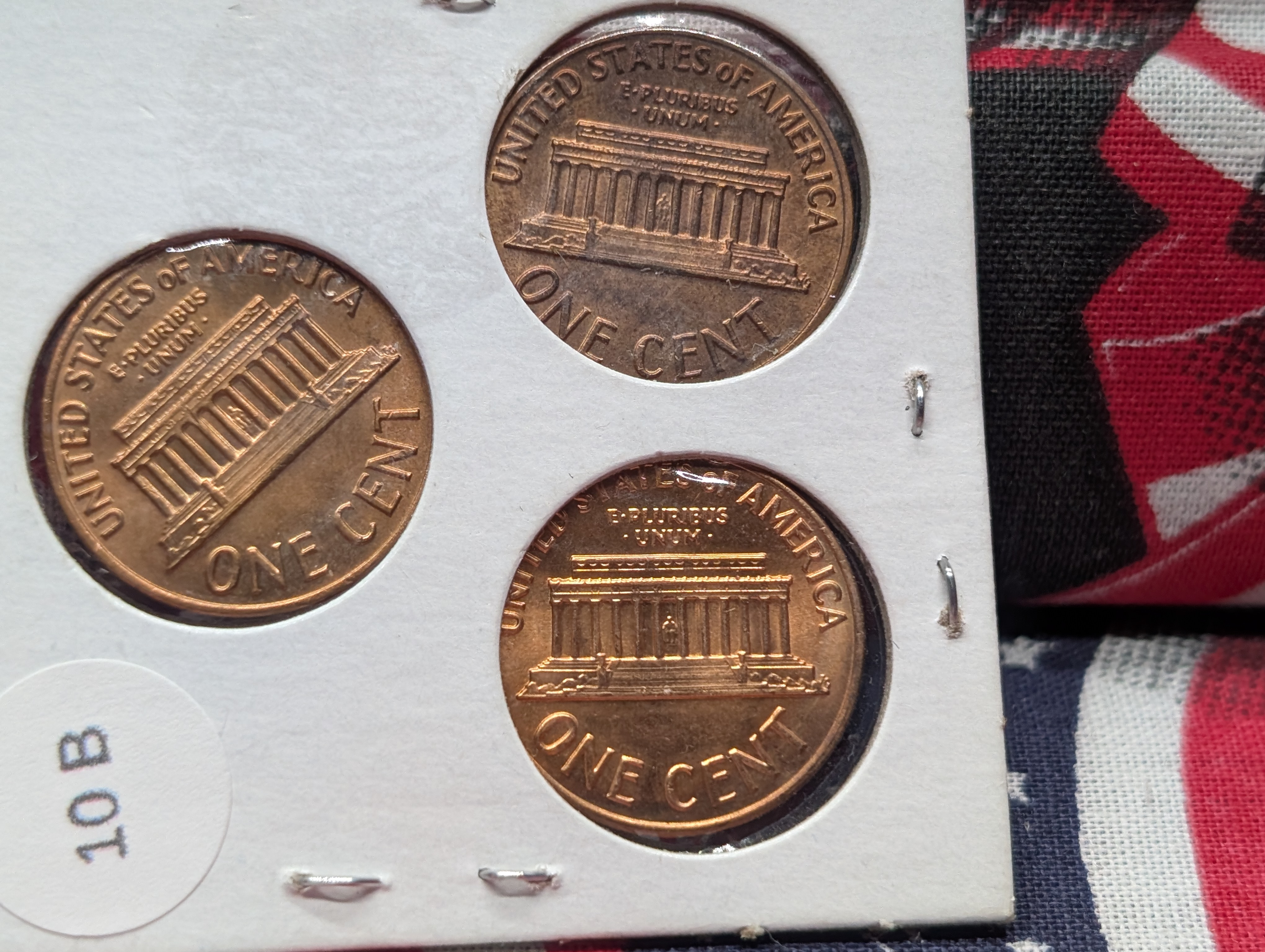 1972 P, D & S Lincoln Memorial Cents - Red, UNC.