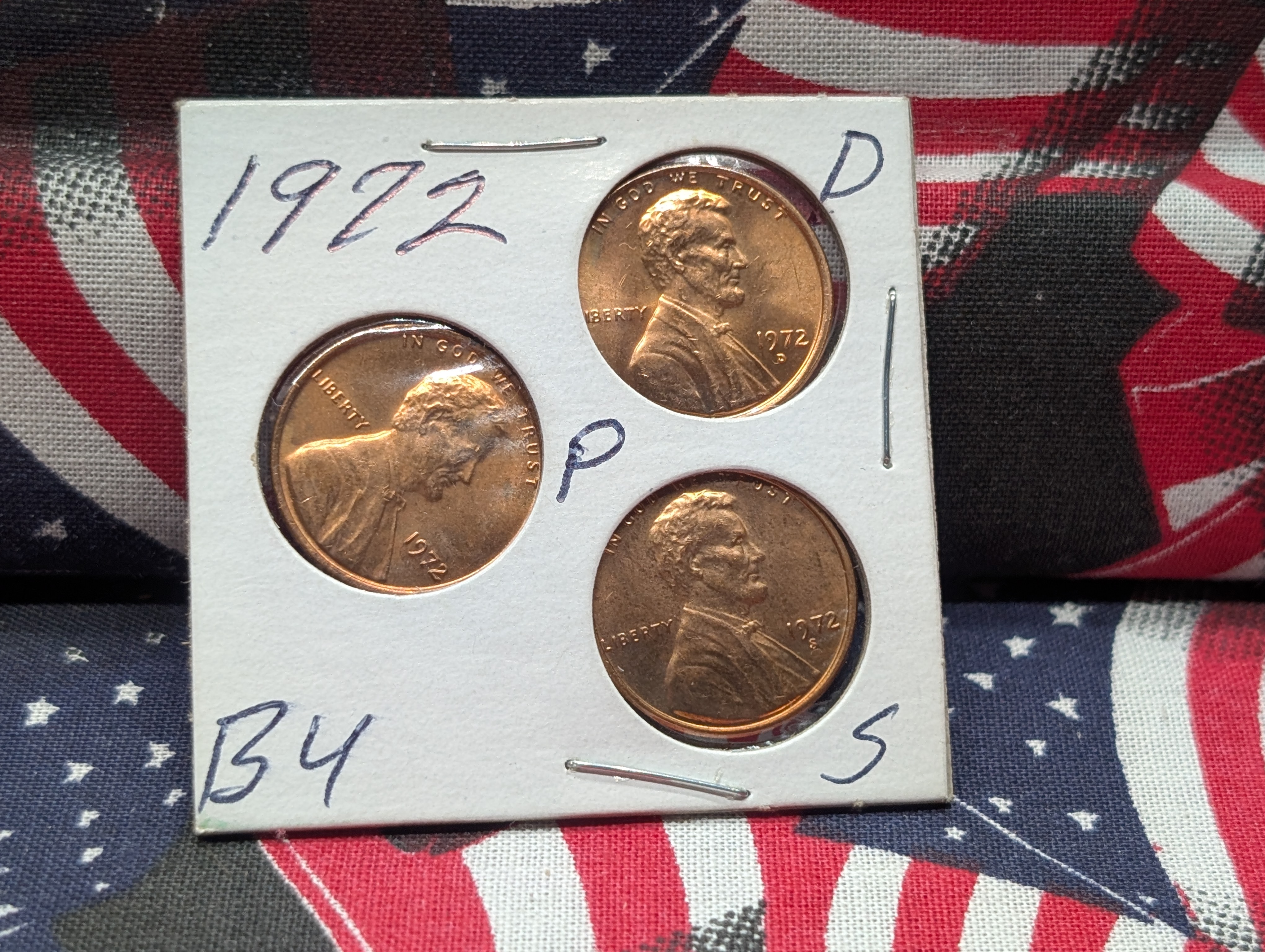 1972 P, D & S Lincoln Memorial Cents - Red, UNC.