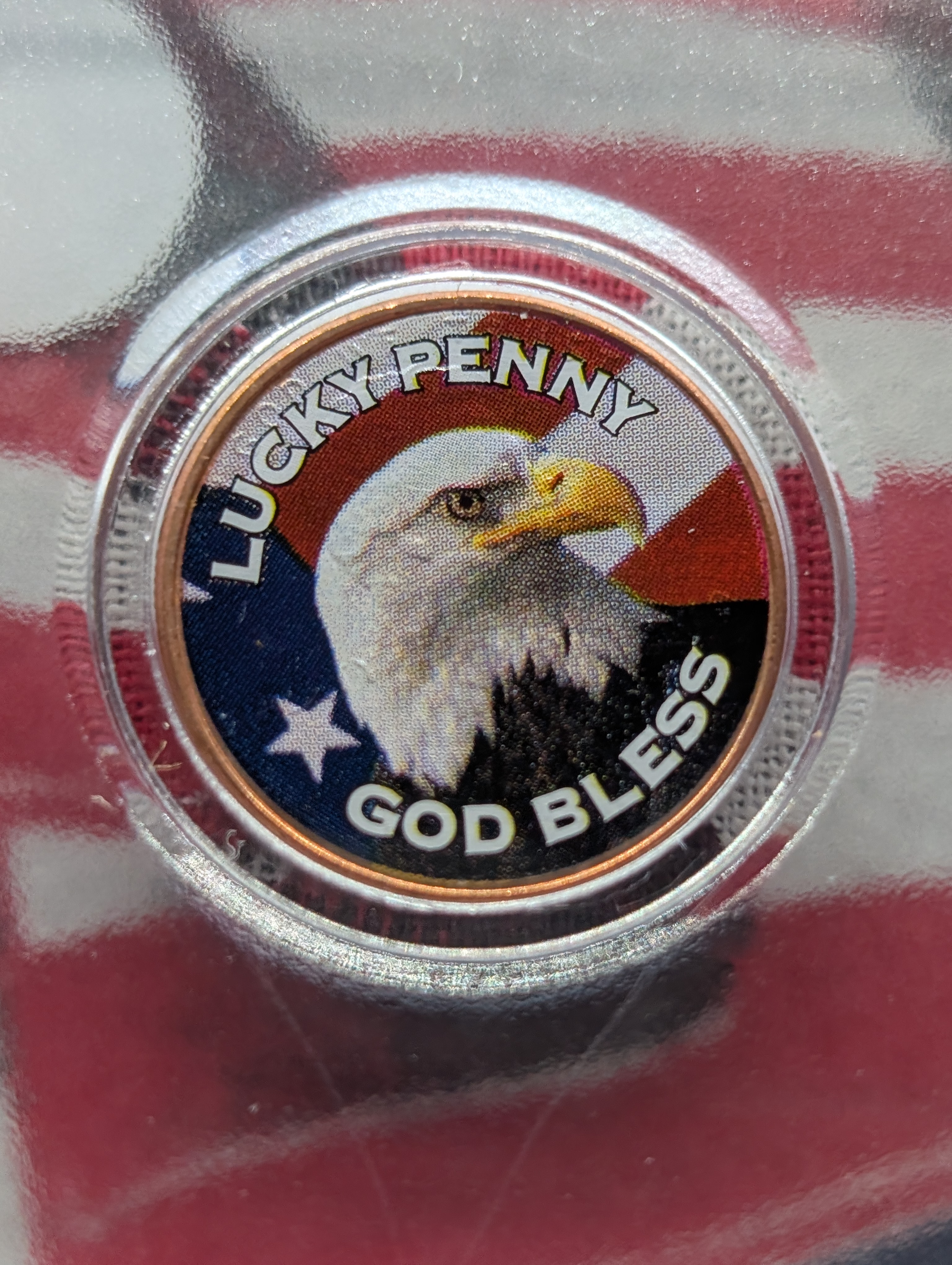 (2) Lucky Colorized Shield Cents - God Bless