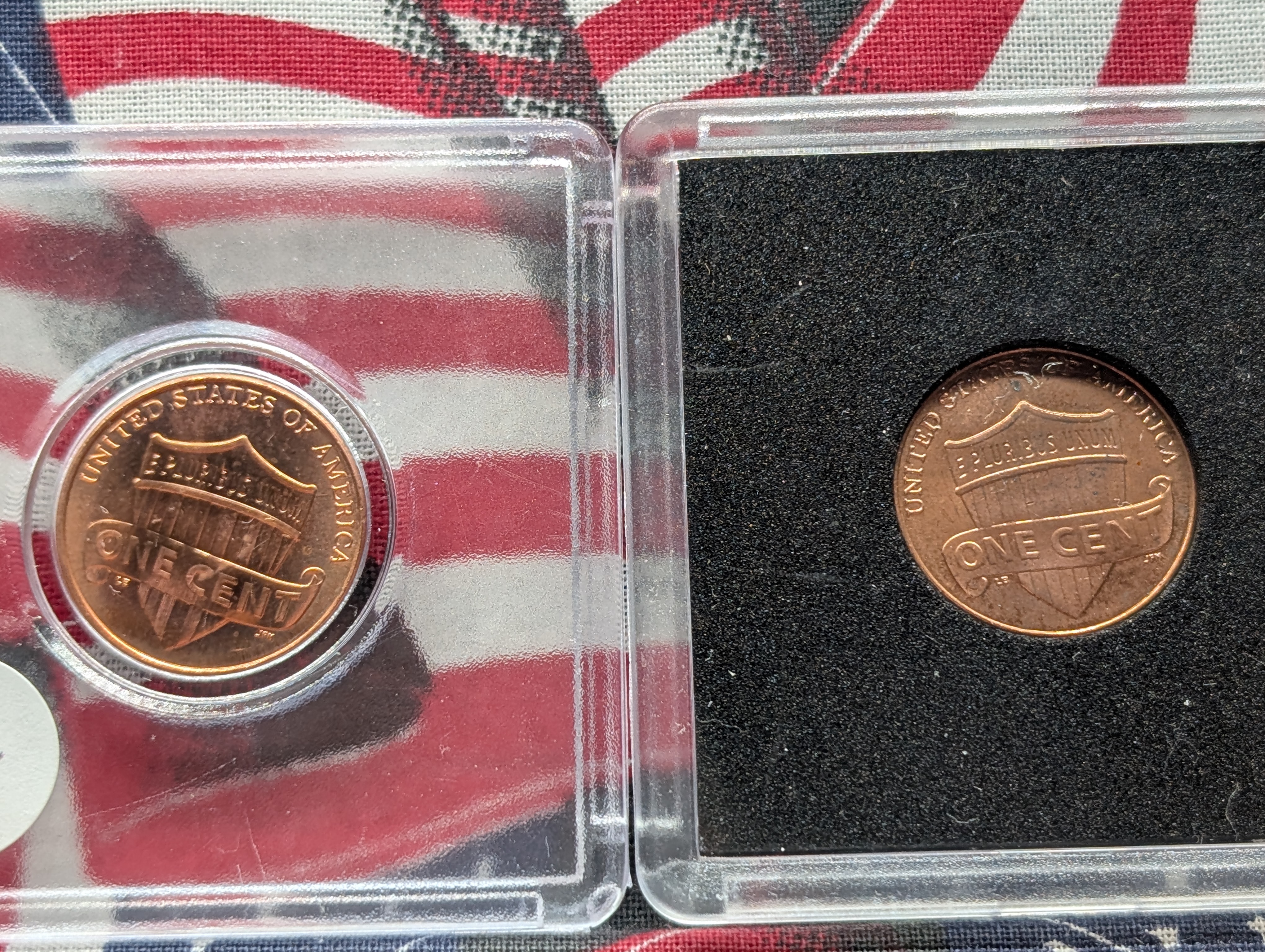 (2) Lucky Colorized Shield Cents - God Bless
