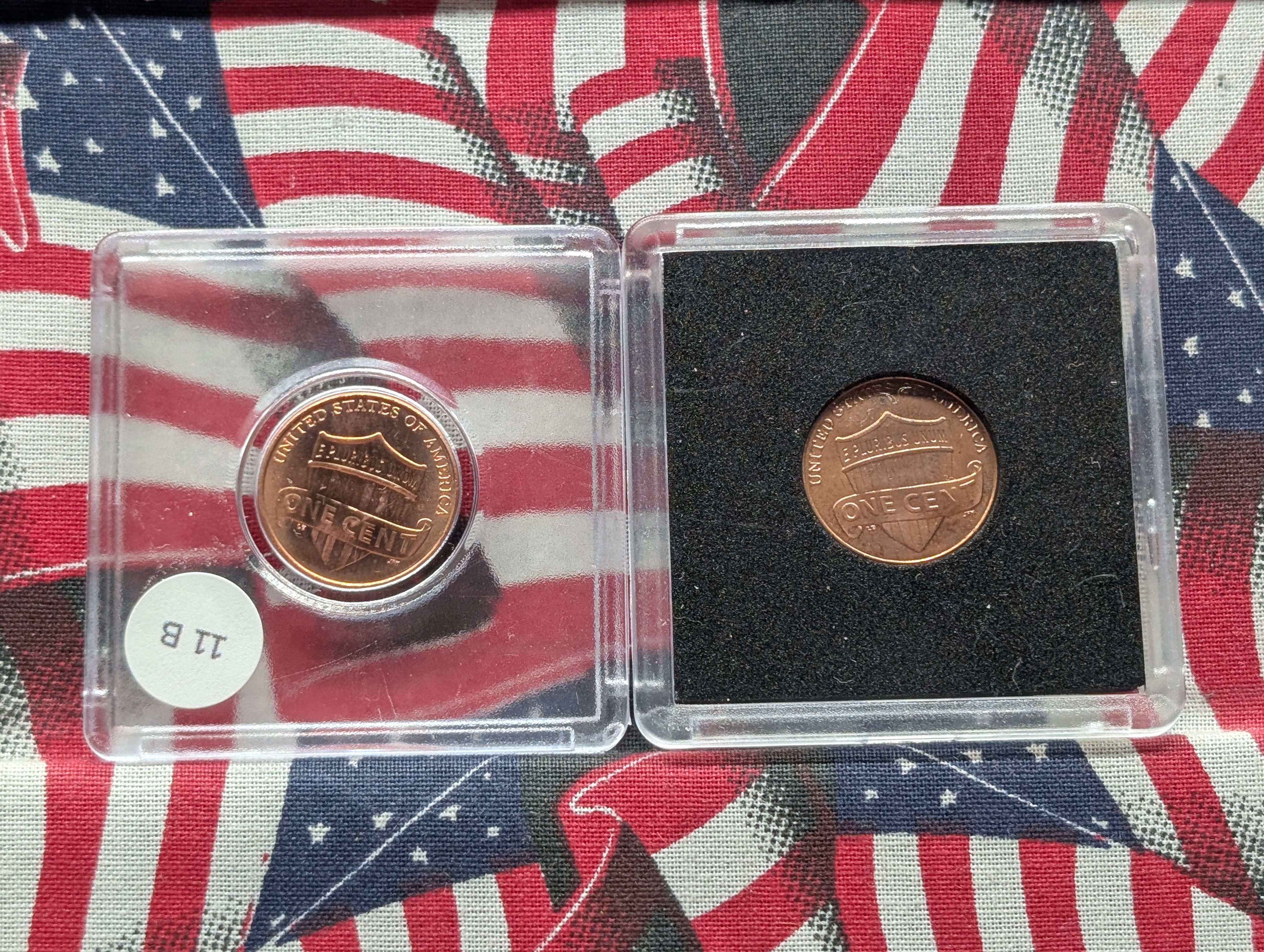 (2) Lucky Colorized Shield Cents - God Bless
