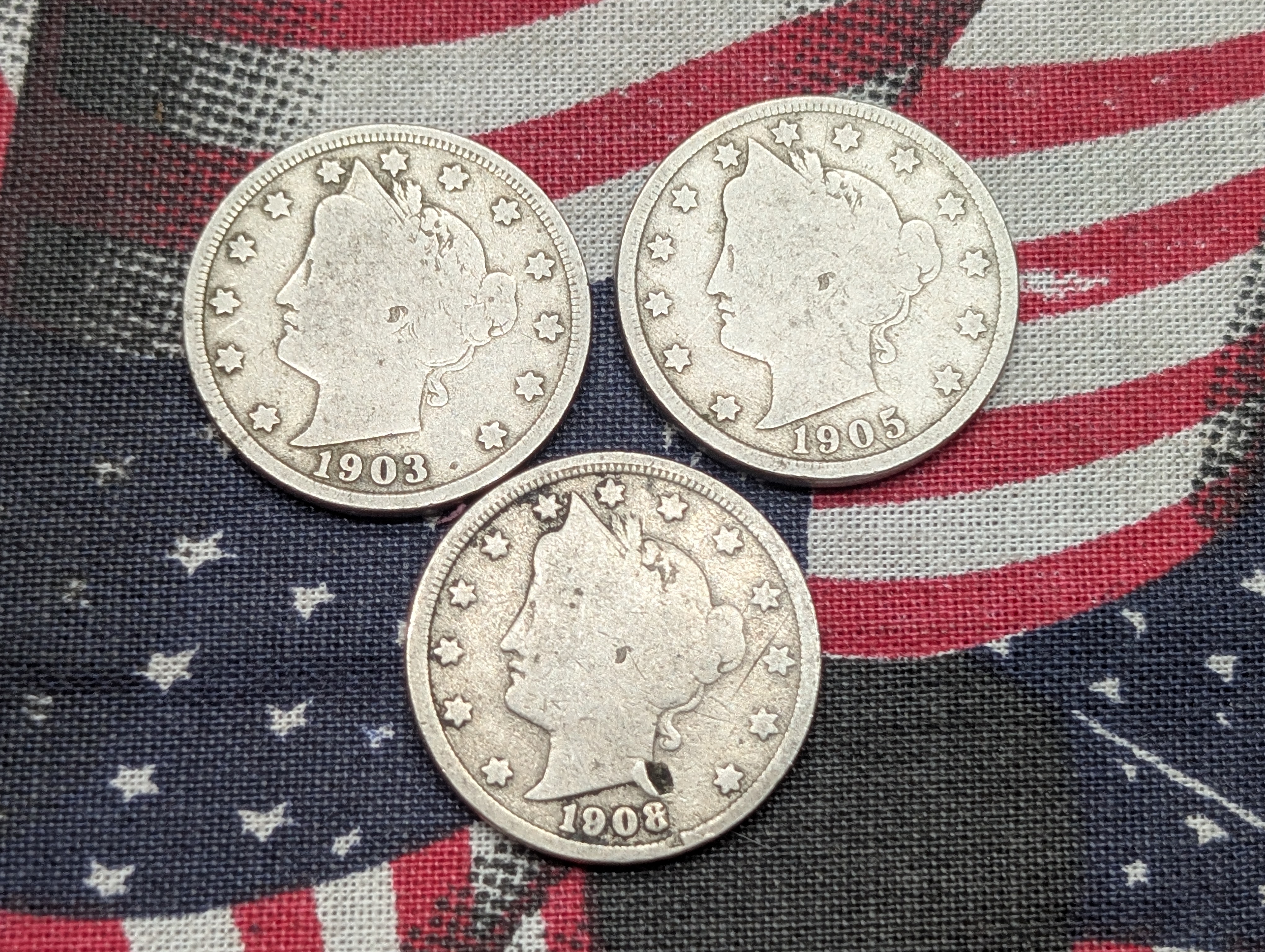 1903, 1905, 1908 Liberty Head V Nickels