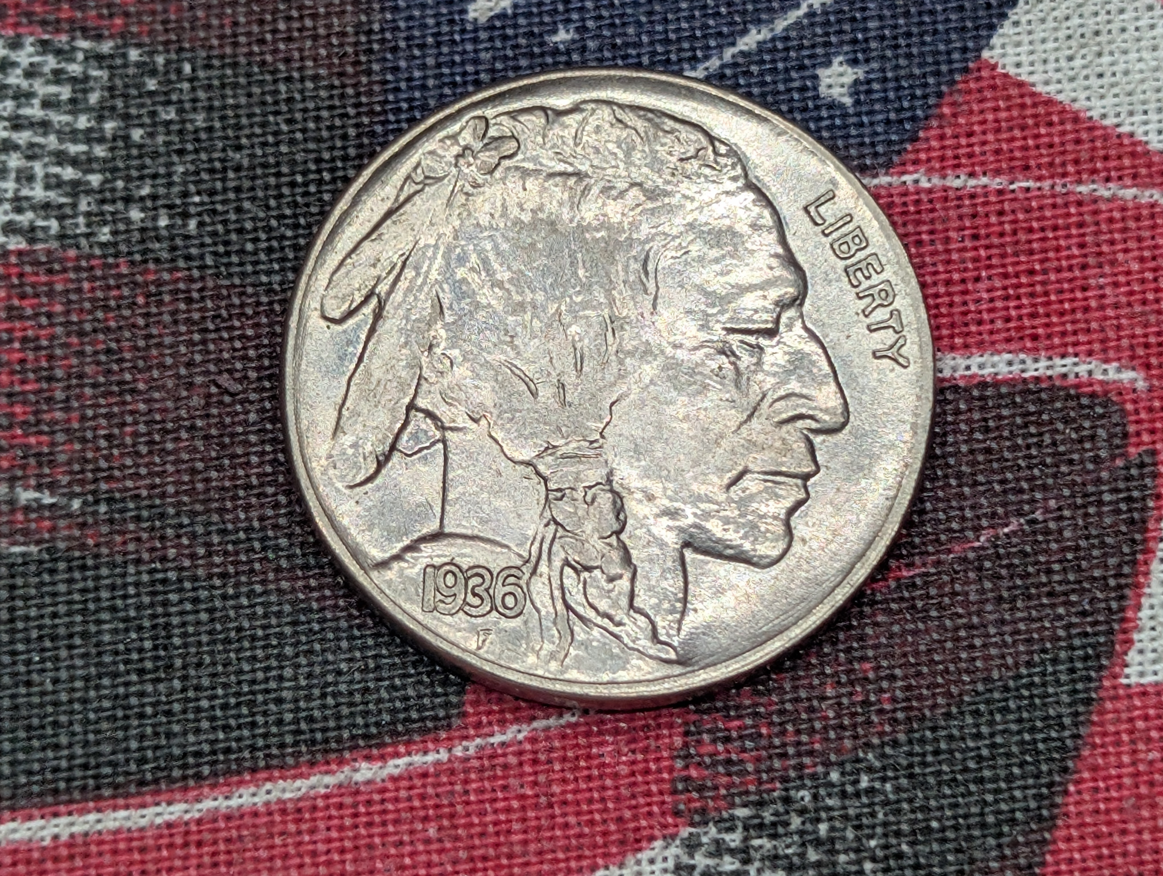 1936 Indian Head Buffalo Nickel, Full Horn