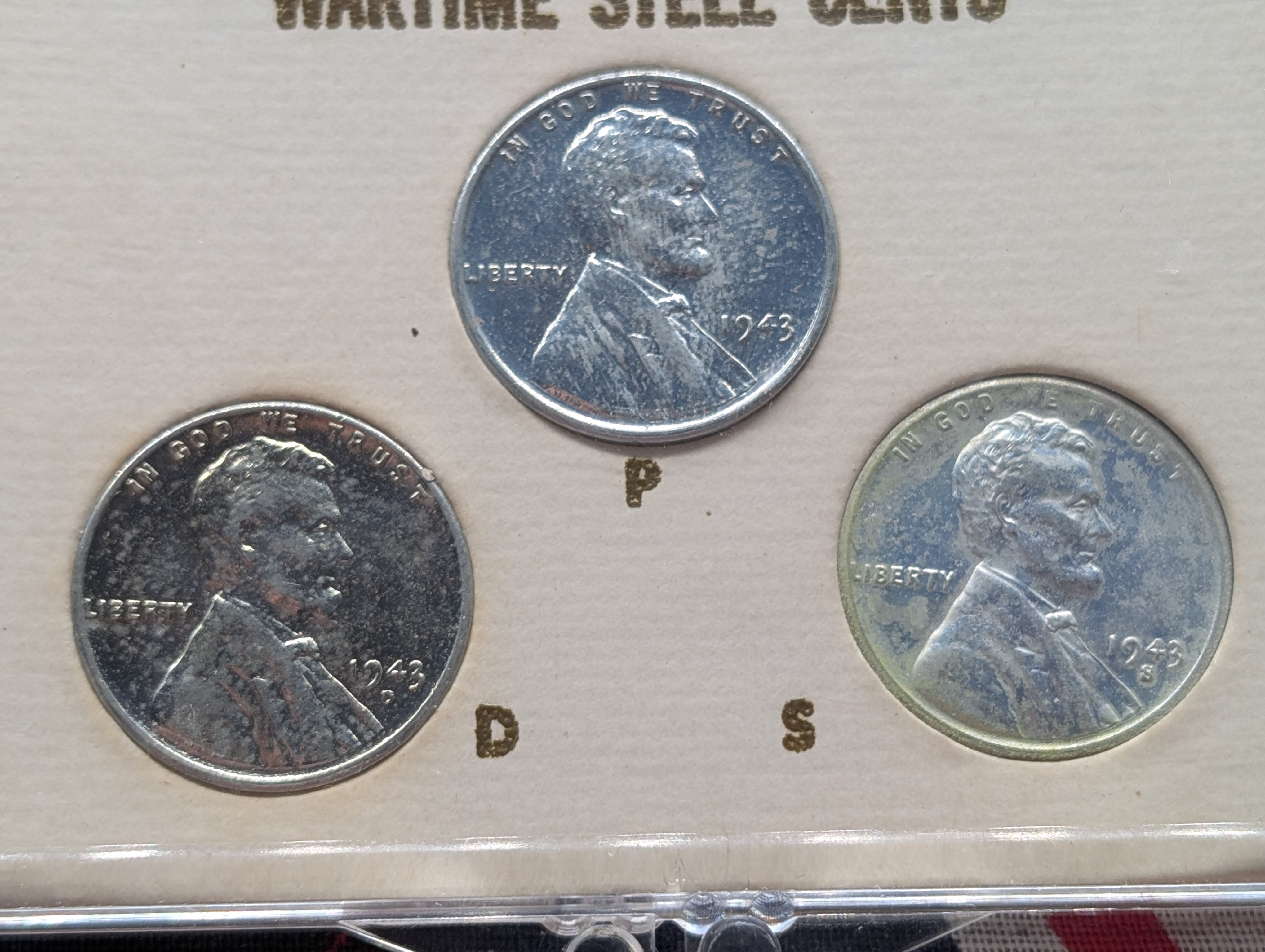 1943 P, D & S Wartime Lincoln Steel Wheat Cents