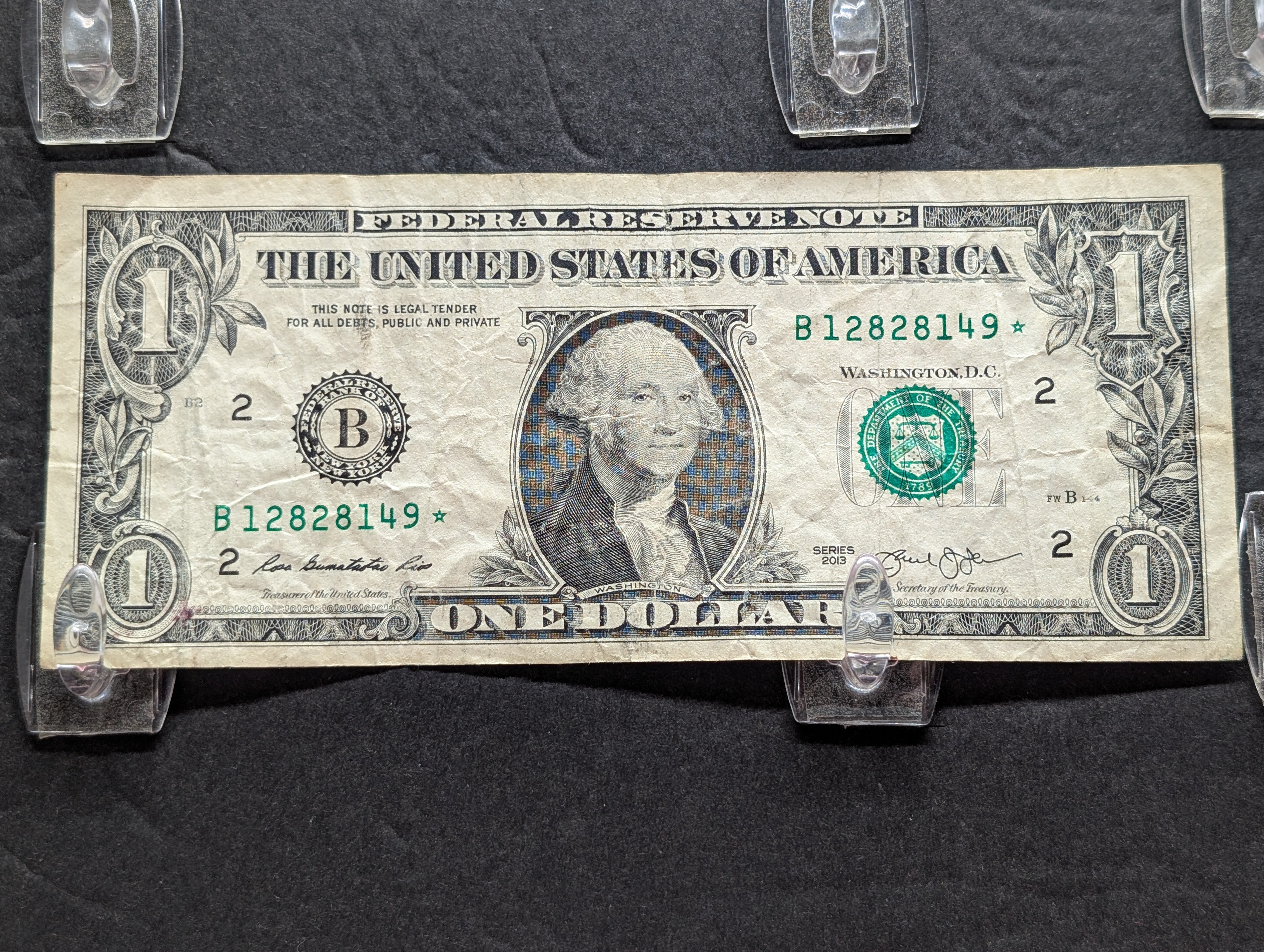 (5) 2013 Series One Dollar Star Replacement Notes, New York, One is a James Bond Star Note.