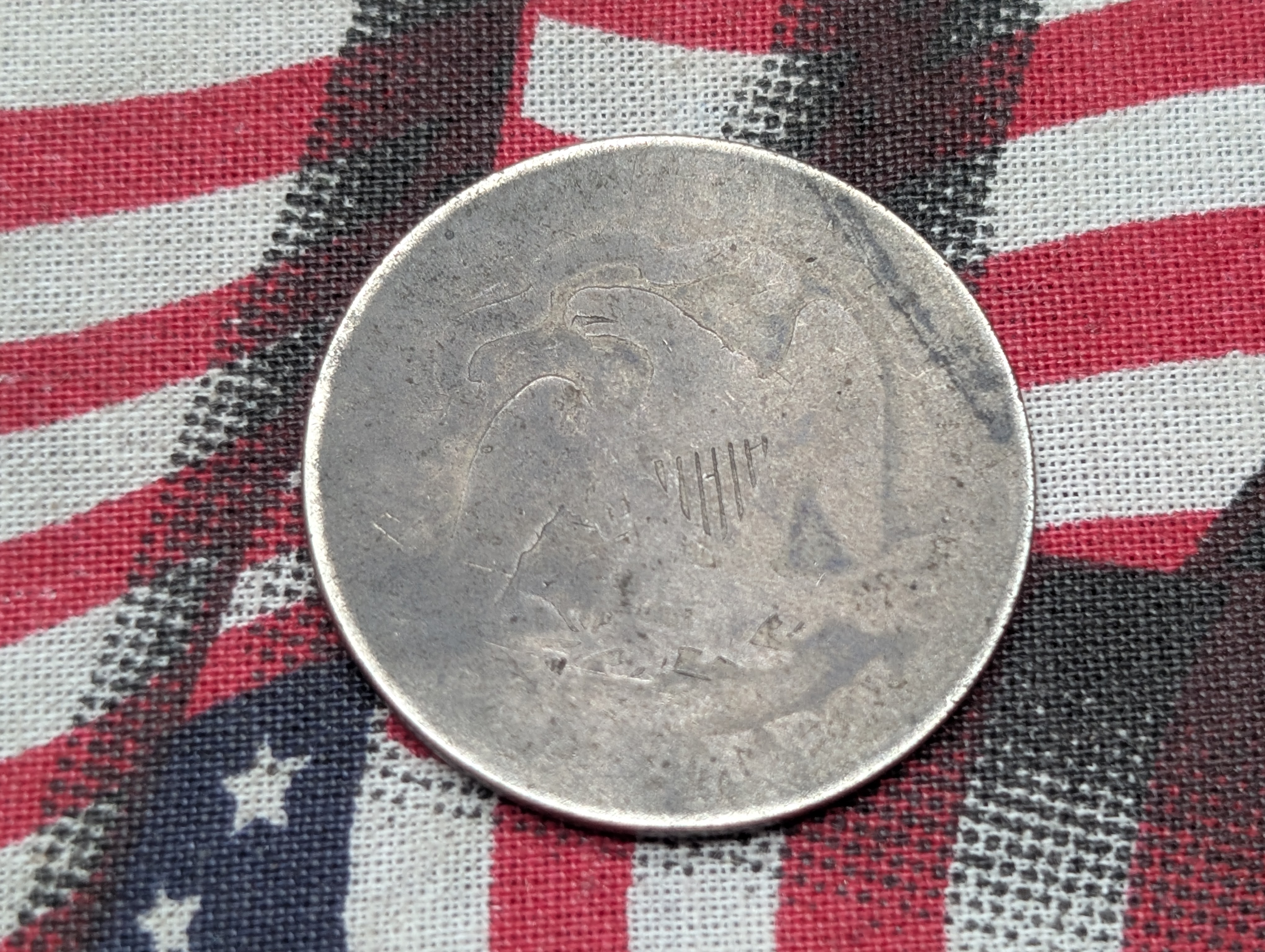 1873 Seated Liberty 90% Silver Half Dollar, No Arrows. Appears to be the Closed 3 variety.