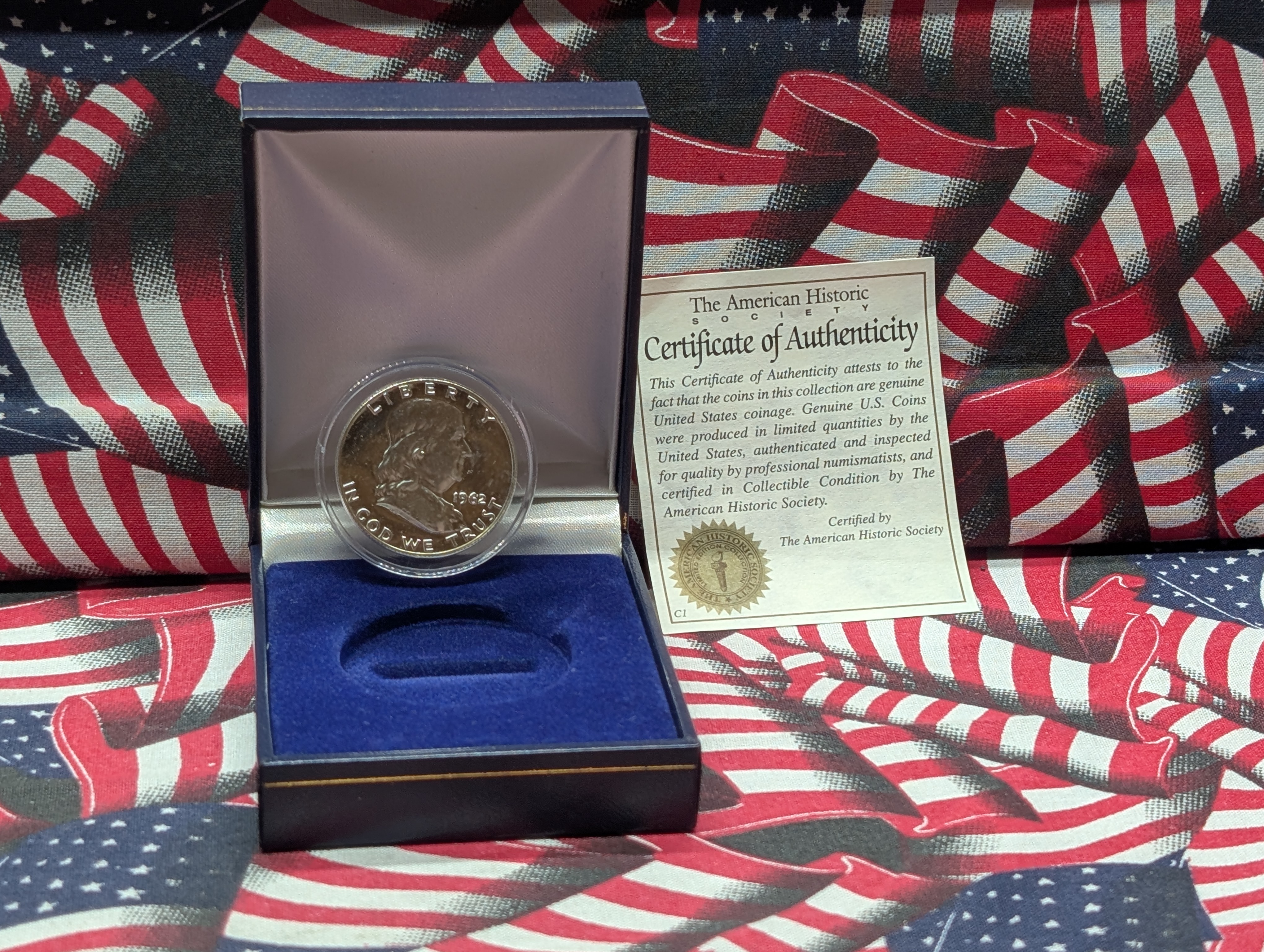 1962-P Franklin 90% Silver Half Dollar w/COA & Box