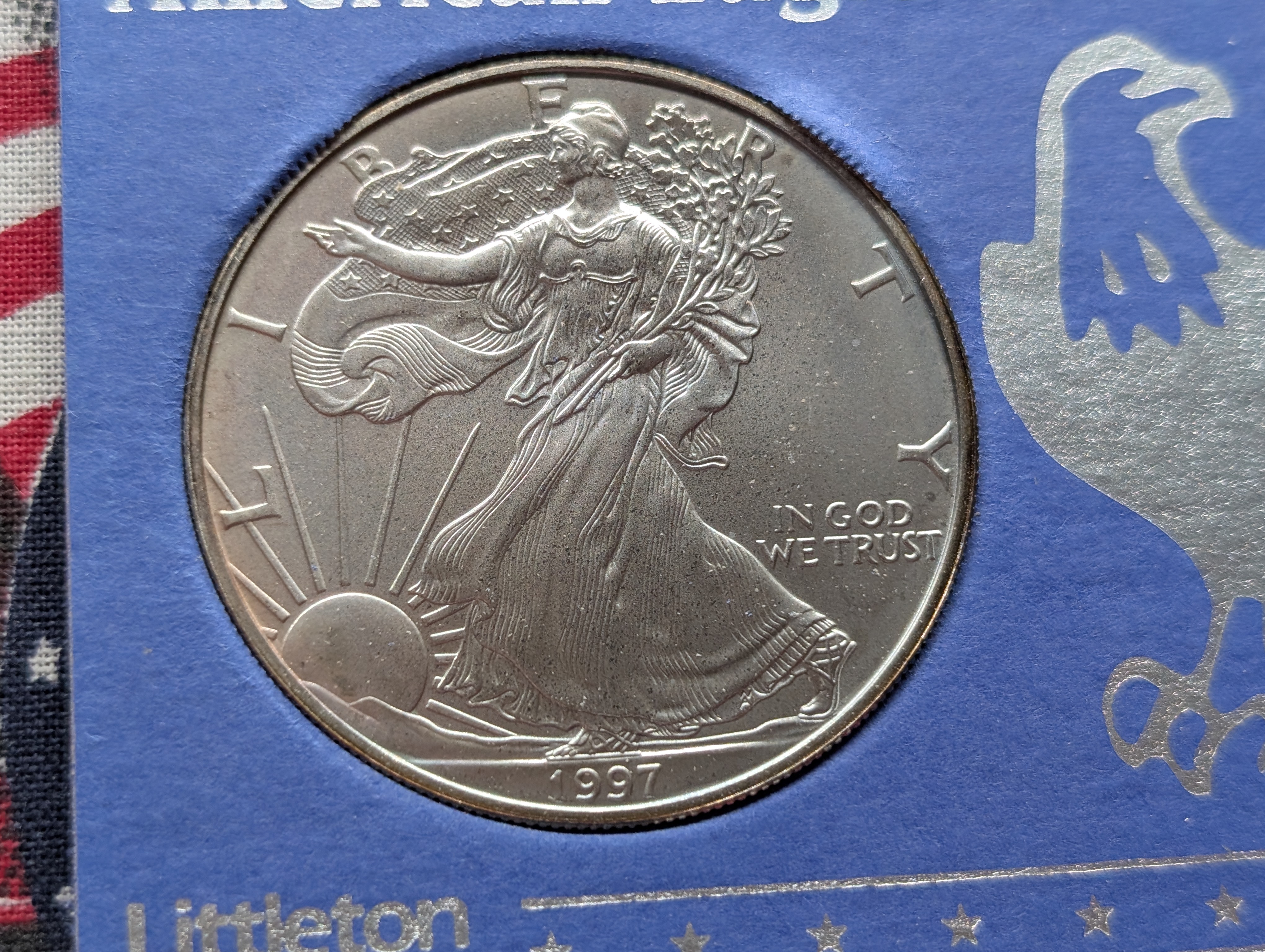 1997 American Silver Eagle, .999 Fine Silver One Troy Ounce - 435,368 Minted UNC
