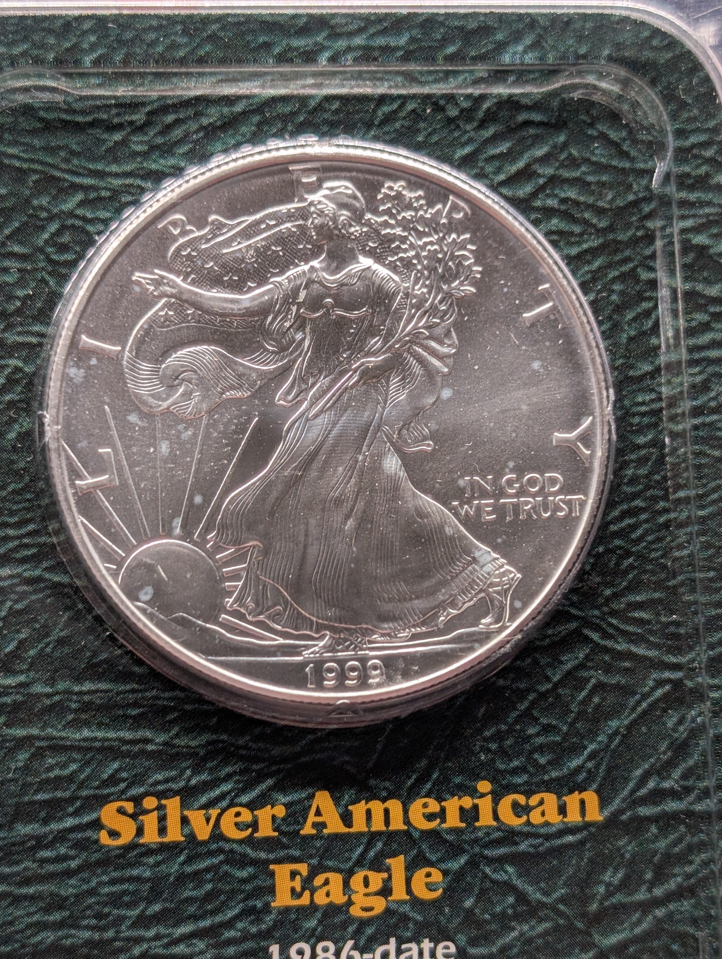 1999 American Silver Eagle, .999 Fine Silver One Troy Ounce, UNC.