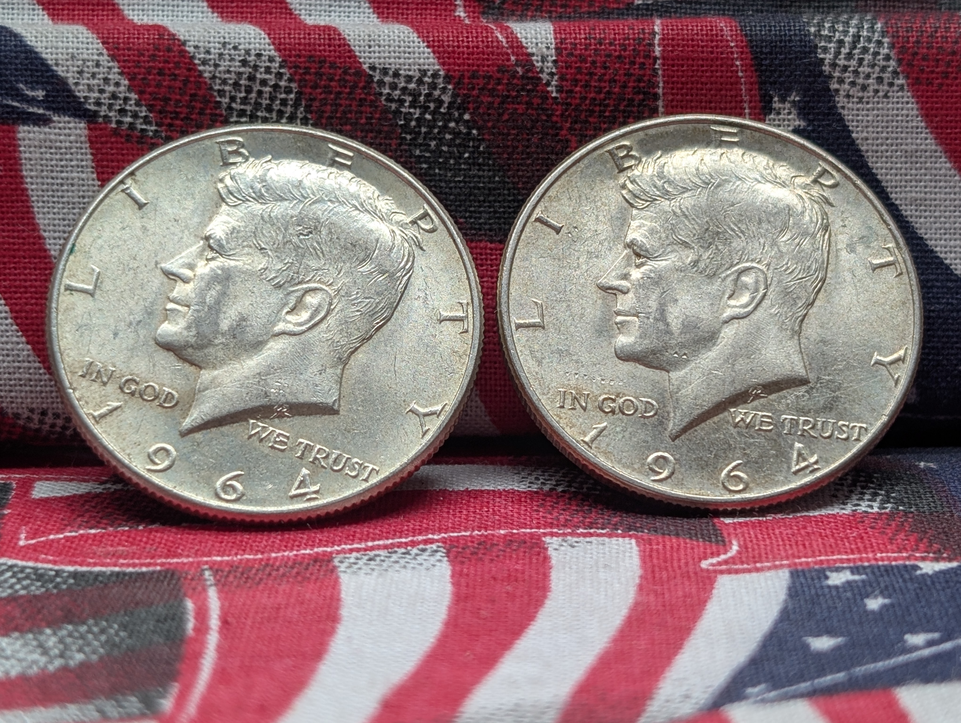 (2) 1964 Kennedy Half Dollar, 90% Silver