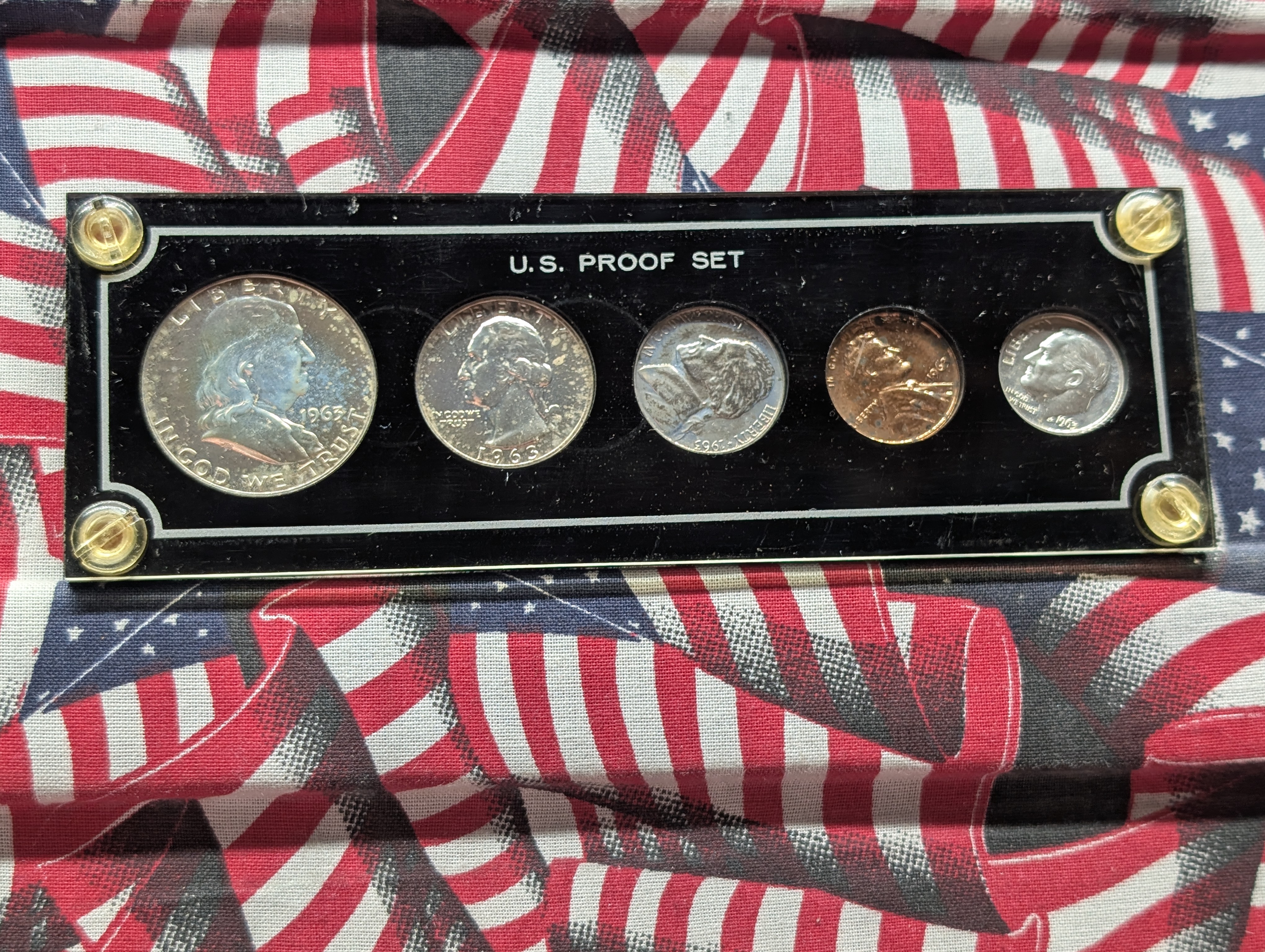 1963 Silver U.S. Coin Set, In Plastic Case, Three 90% Silver Coins