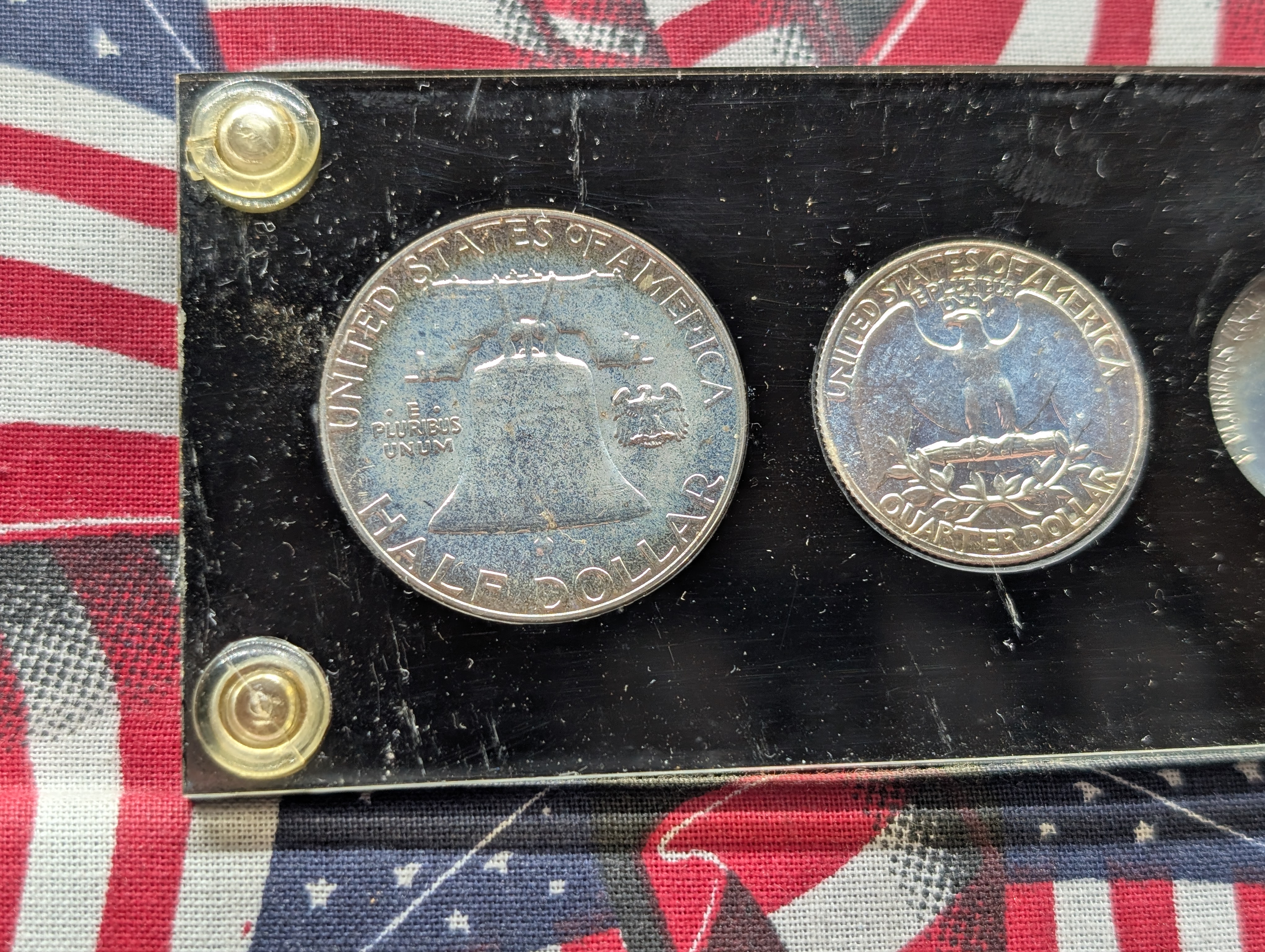 1963 Silver U.S. Coin Set, In Plastic Case, Three 90% Silver Coins
