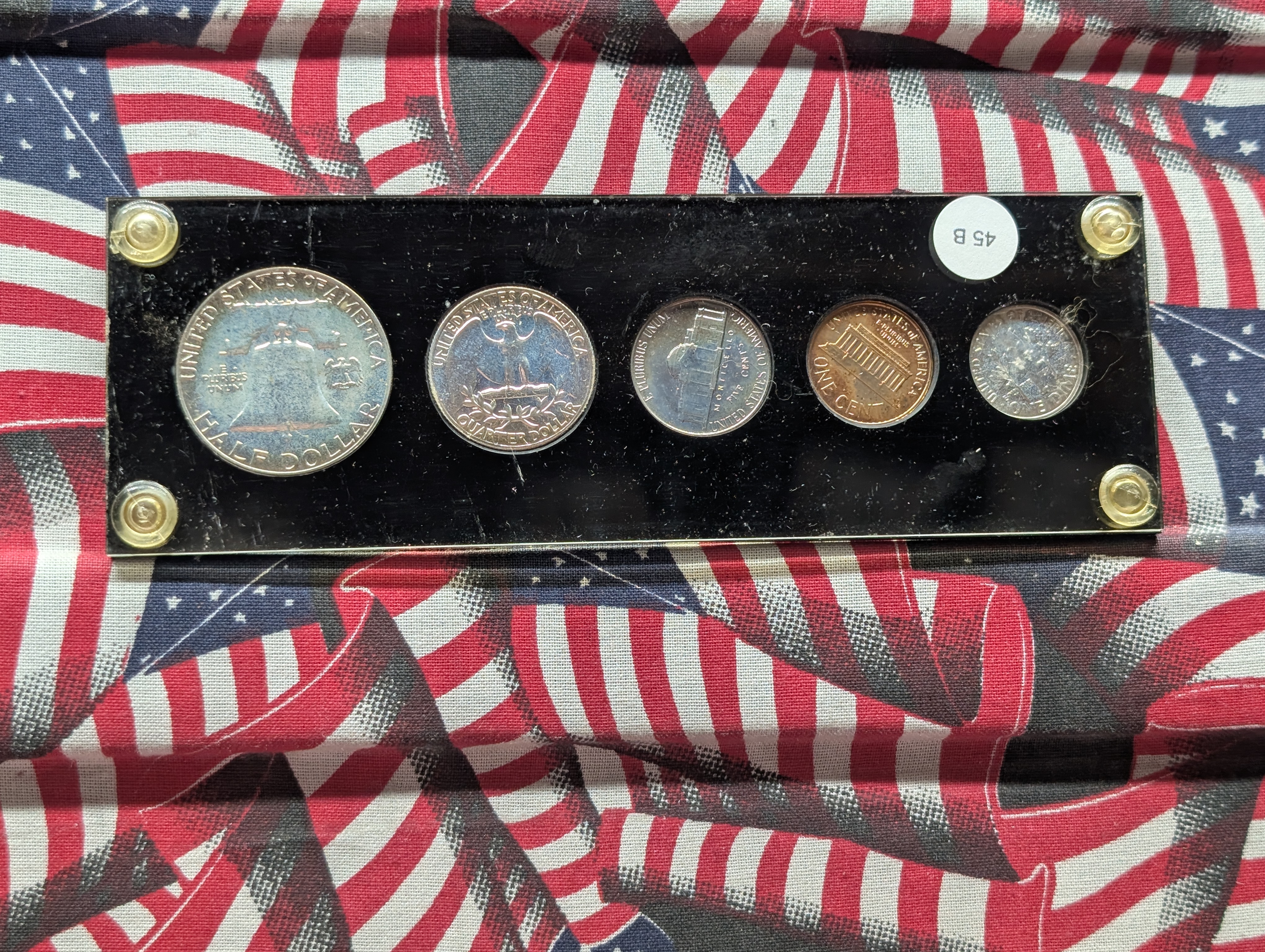 1963 Silver U.S. Coin Set, In Plastic Case, Three 90% Silver Coins