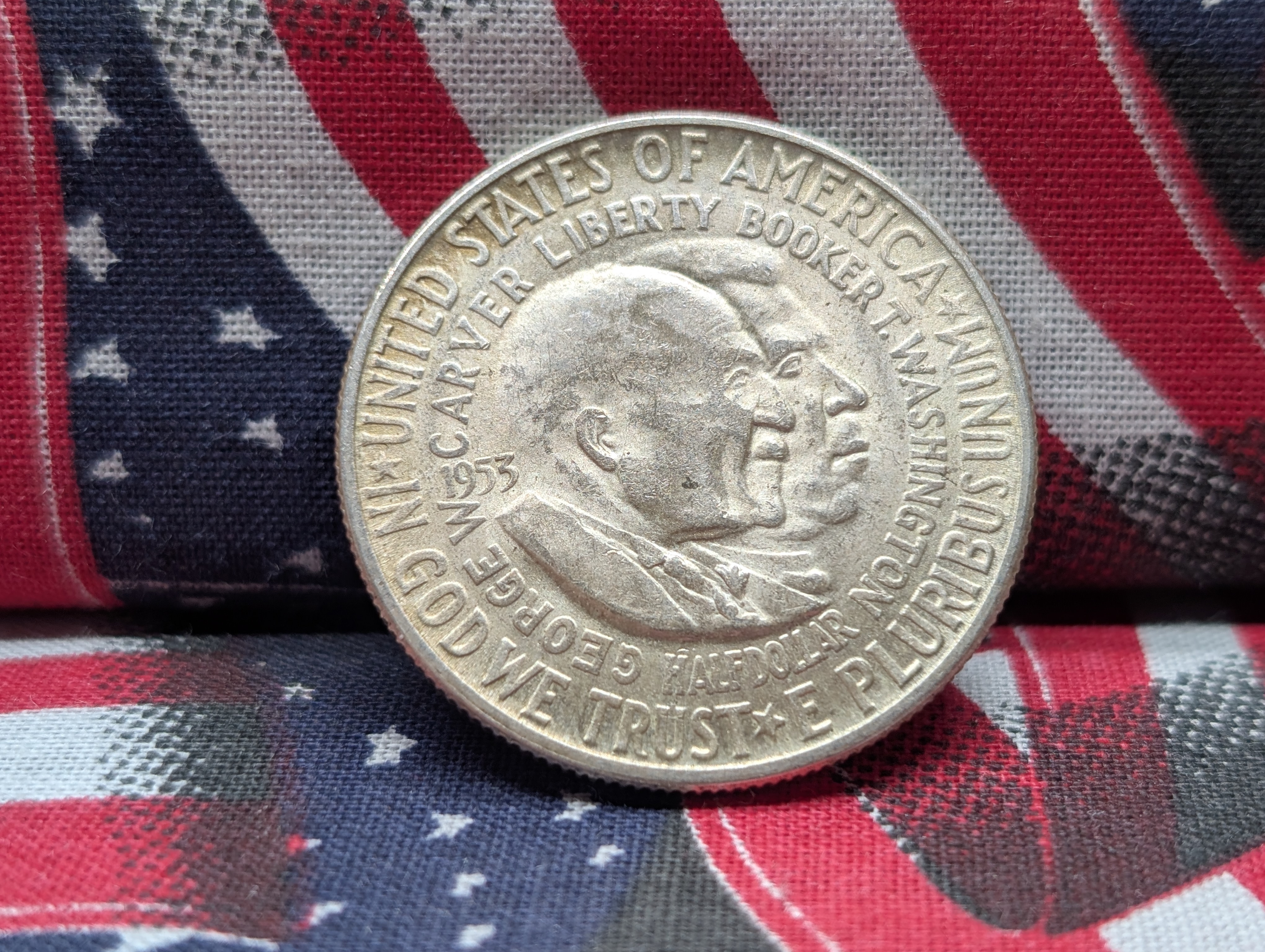 1953-S US George Washington Carver and Booker T. Washington Commemorative Half Dollar, 90% Silver