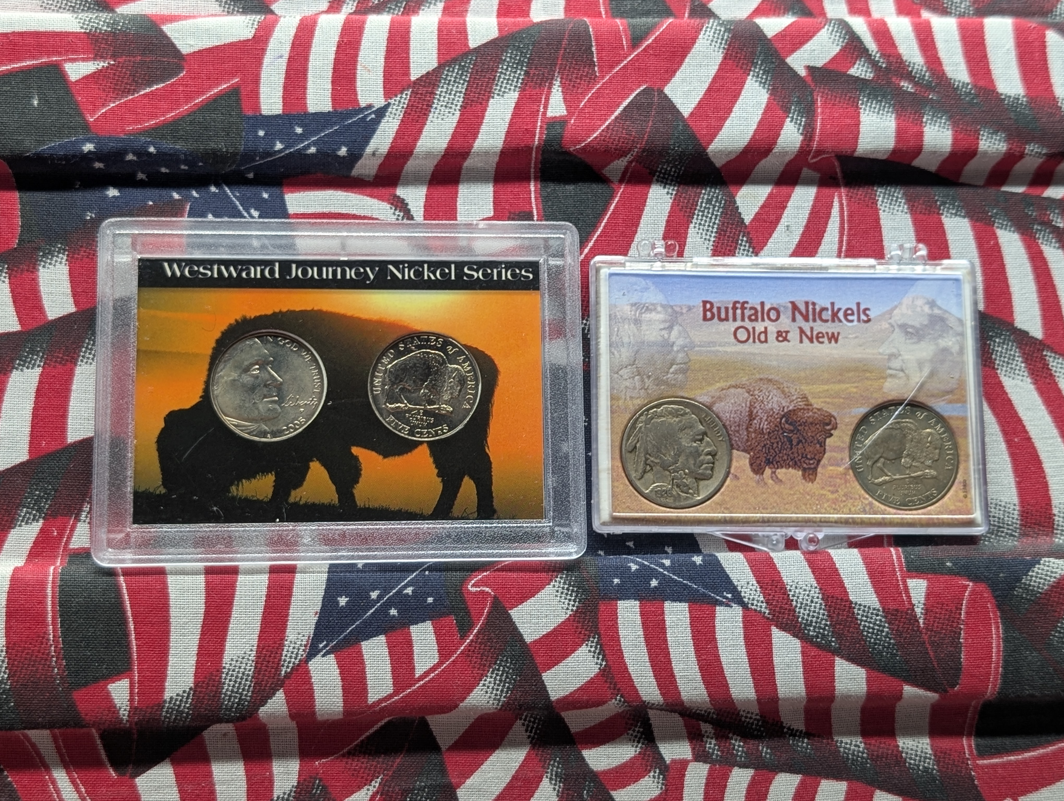 Old & New Nickel Set 1926 Indian Head Buffalo Nickel & 2005-P Bison Nickel Plus a 2005 P&D Westward Journey Nickel Set